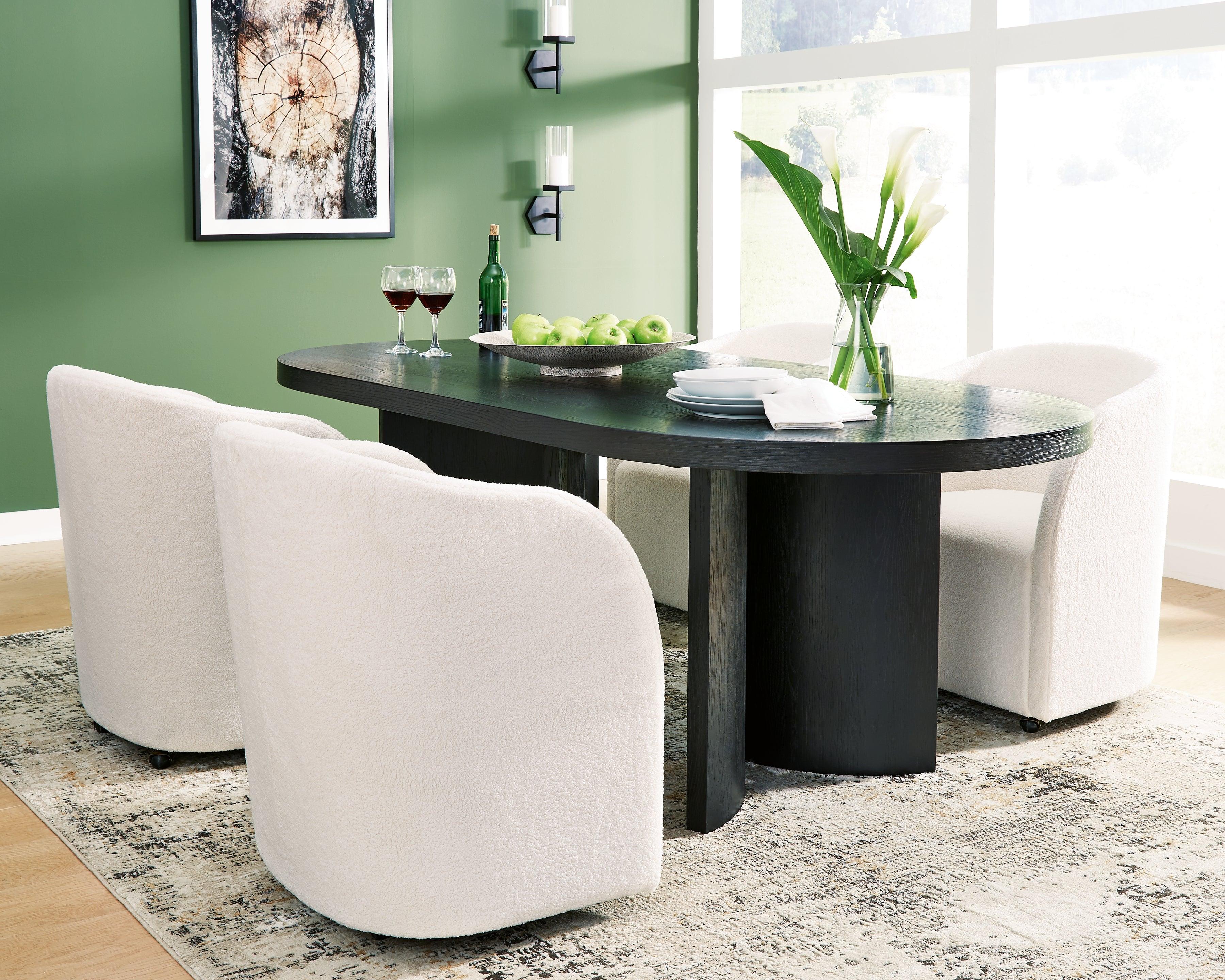 Rowanbeck Black/White Dining Table and 4 Chairs - Image 2