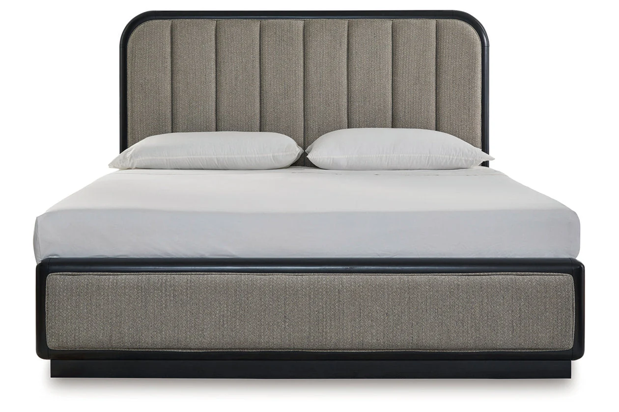 Rowanbeck Gray/Black Upholstered Panel Bedroom Set - Image 10