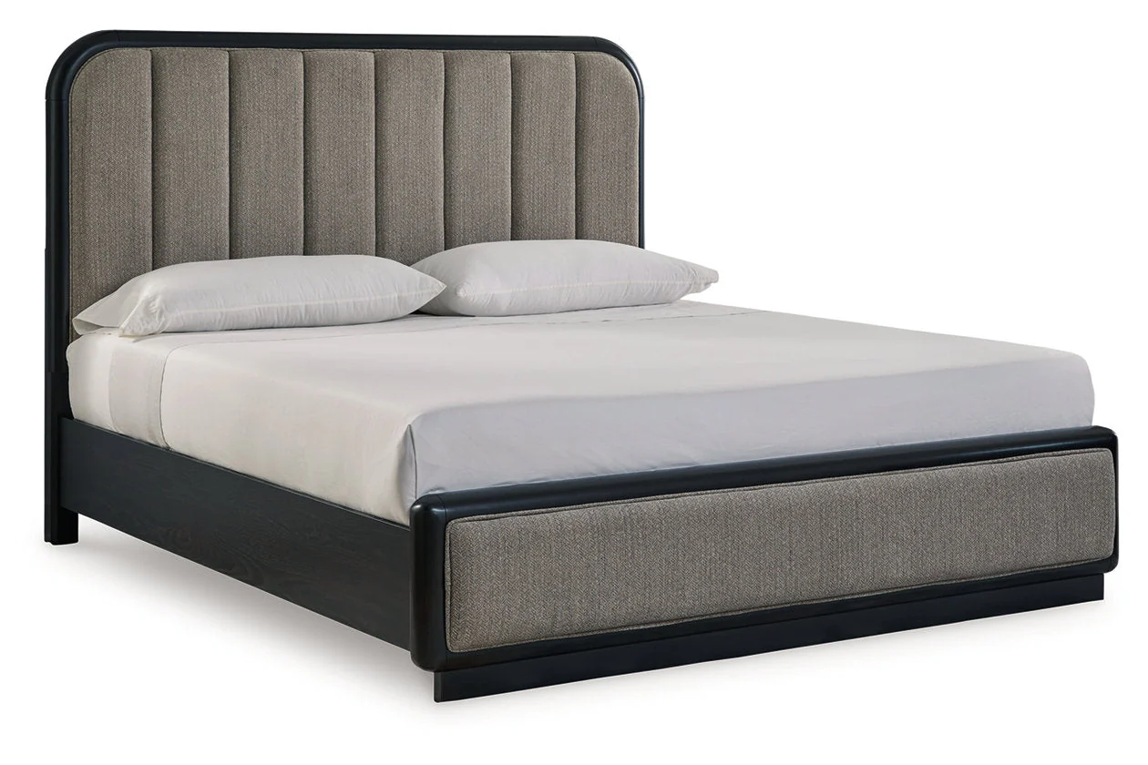 Rowanbeck Gray/Black Upholstered Panel Bedroom Set - Image 11