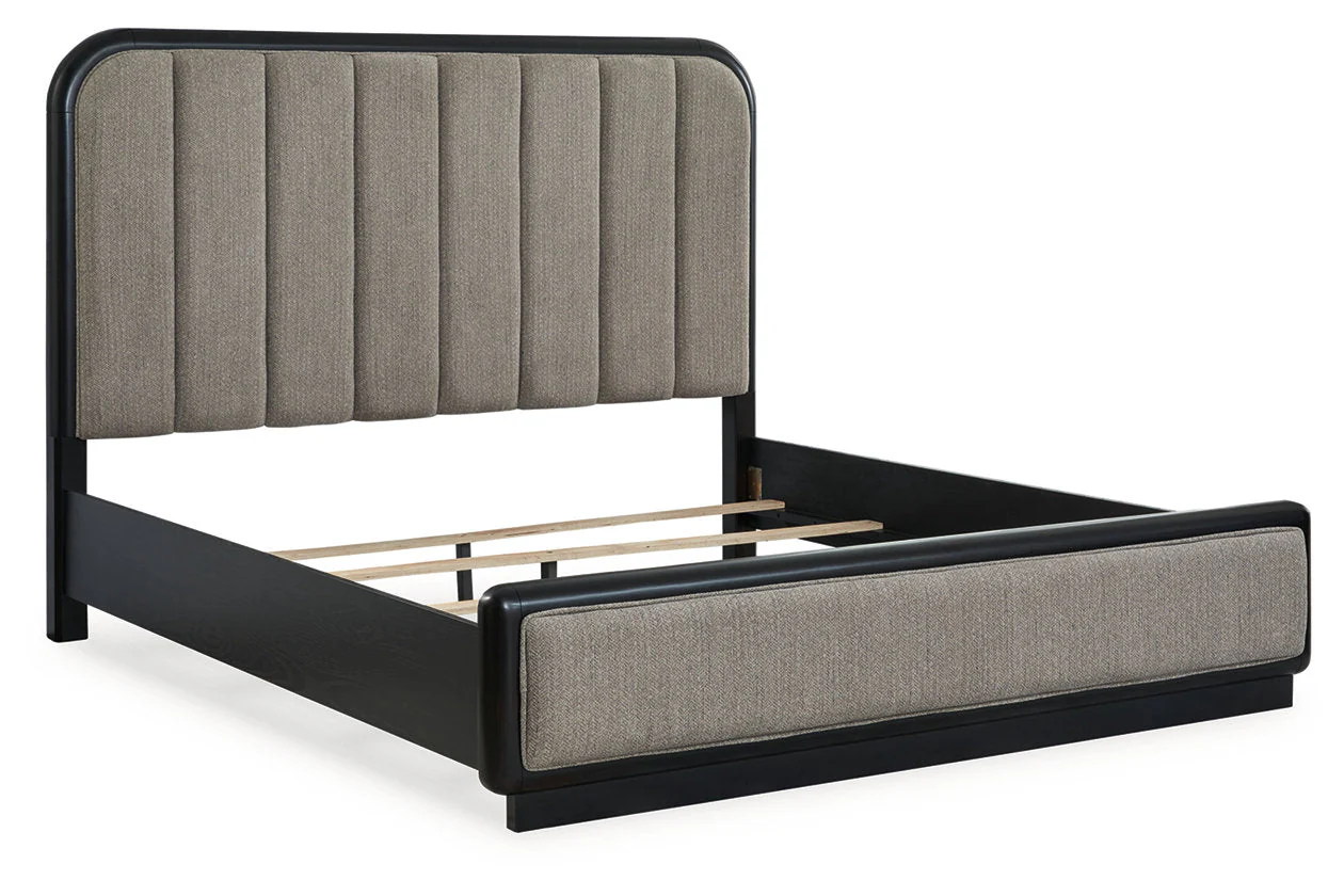 Rowanbeck Gray/Black Upholstered Panel Bedroom Set - Image 12