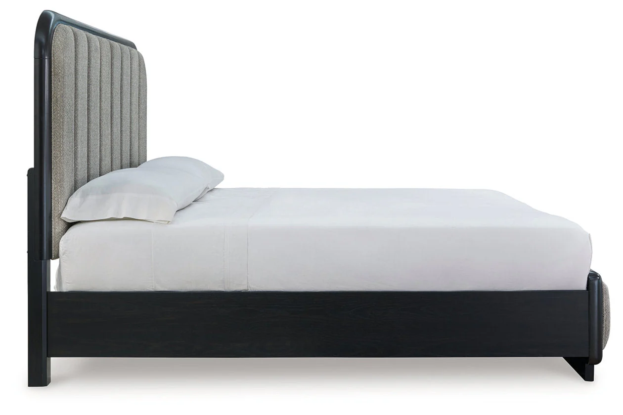 Rowanbeck Gray/Black Upholstered Panel Bedroom Set - Image 13