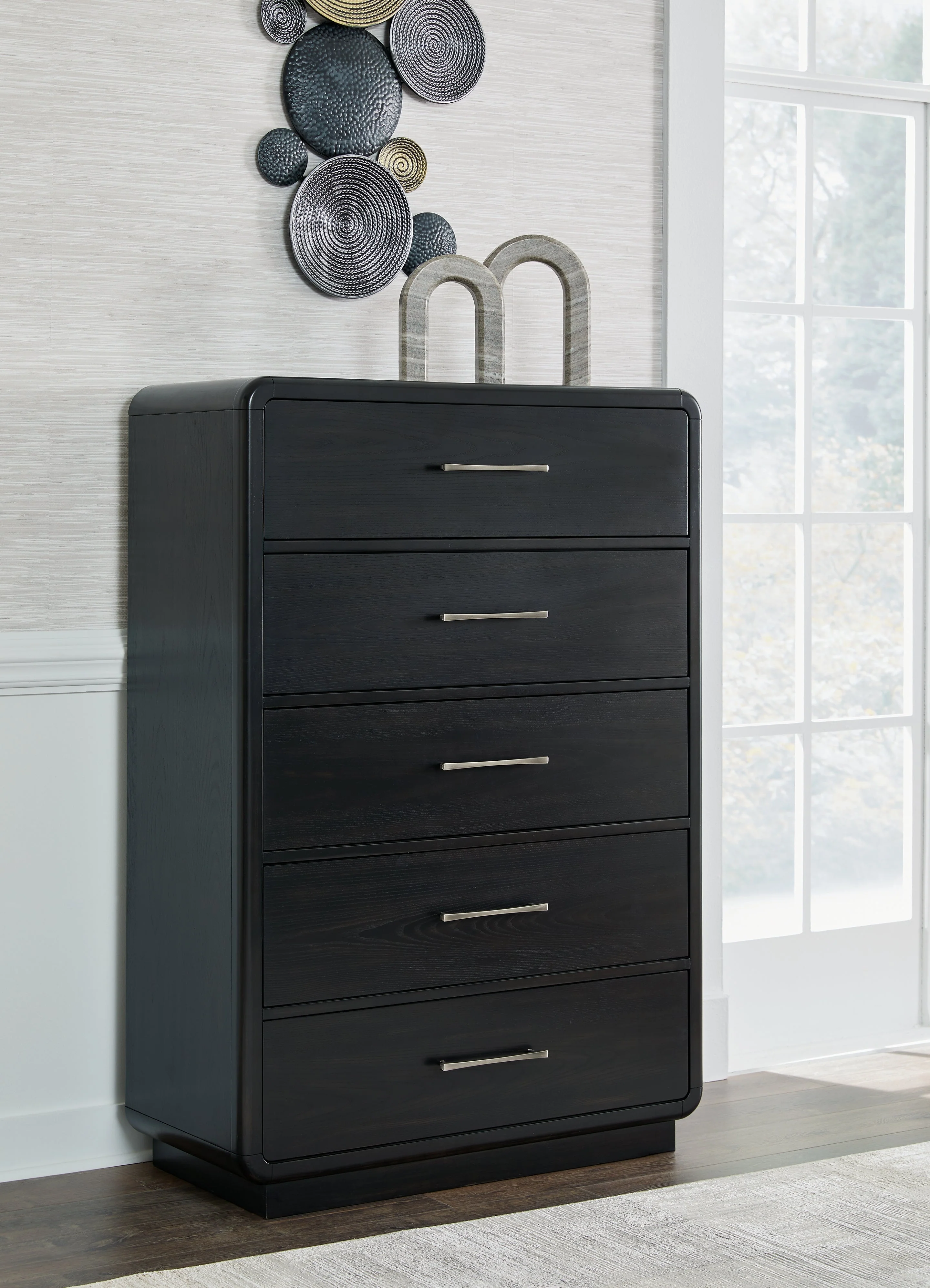 Rowanbeck Gray/Black Upholstered Panel Bedroom Set - Image 26