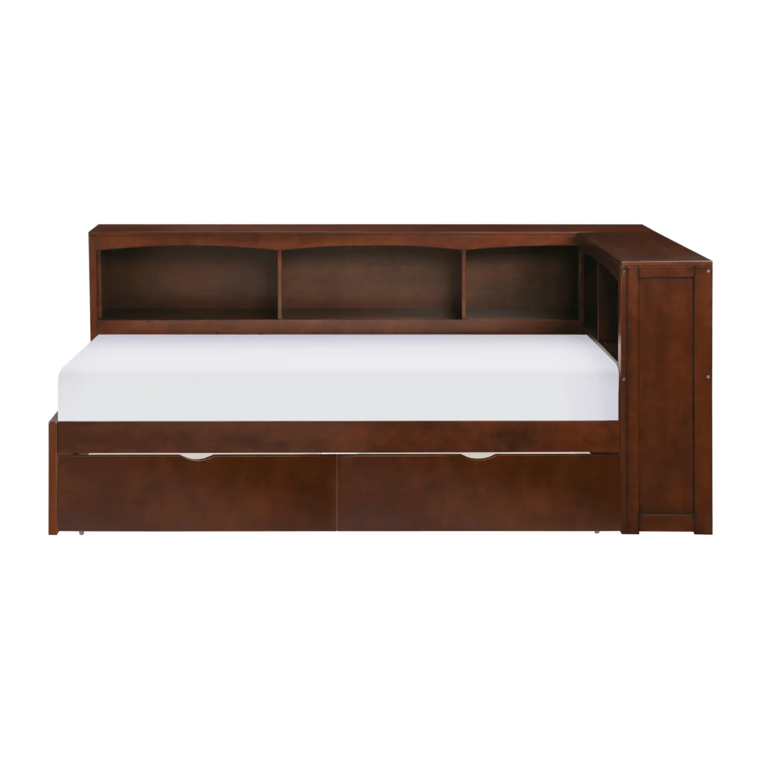 Rowe Dark Cherry Twin Bookcase Corner Bed with Storage Boxes - Image 3