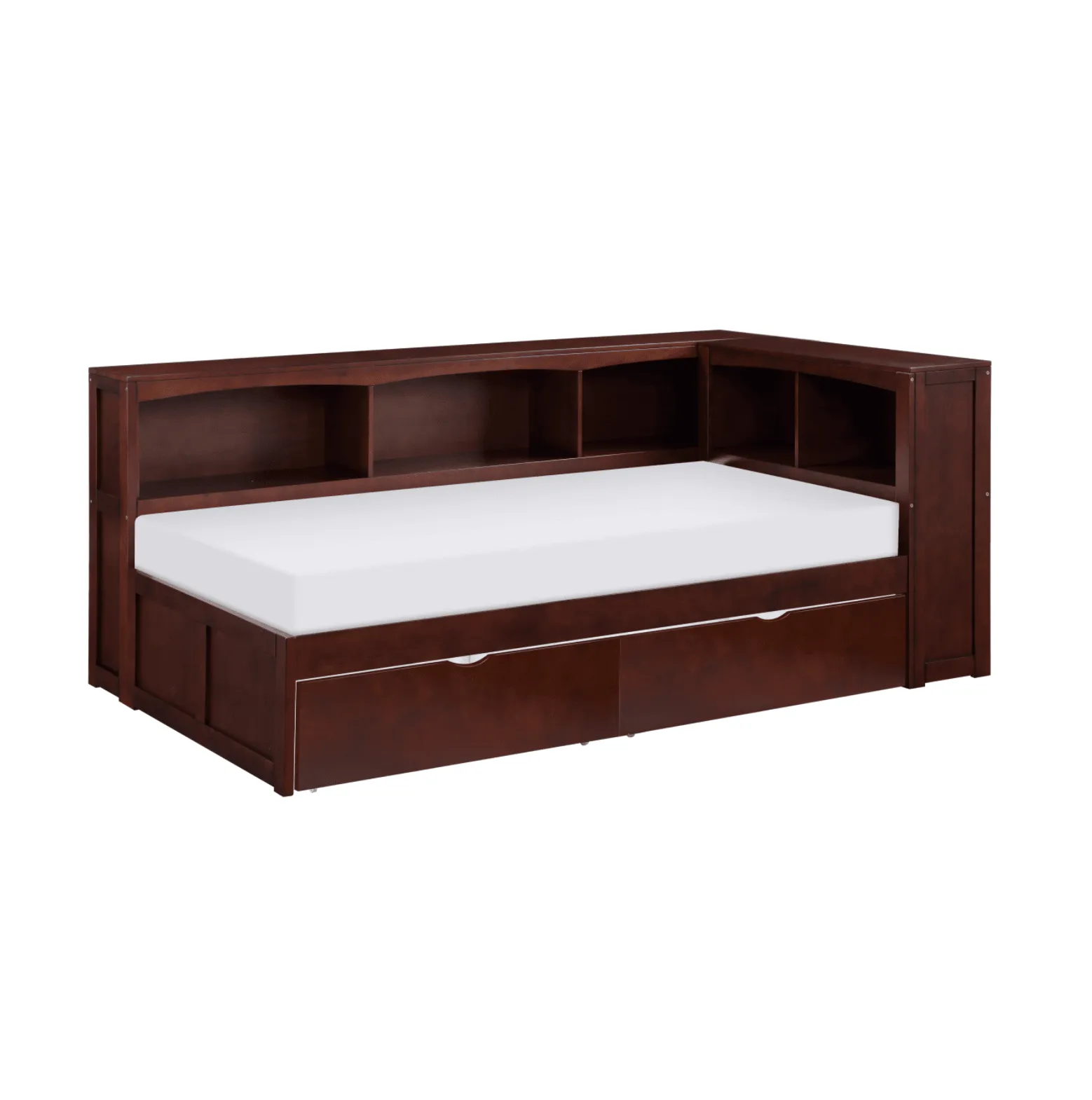 Rowe Dark Cherry Twin Bookcase Corner Bed with Storage Boxes - Image 4