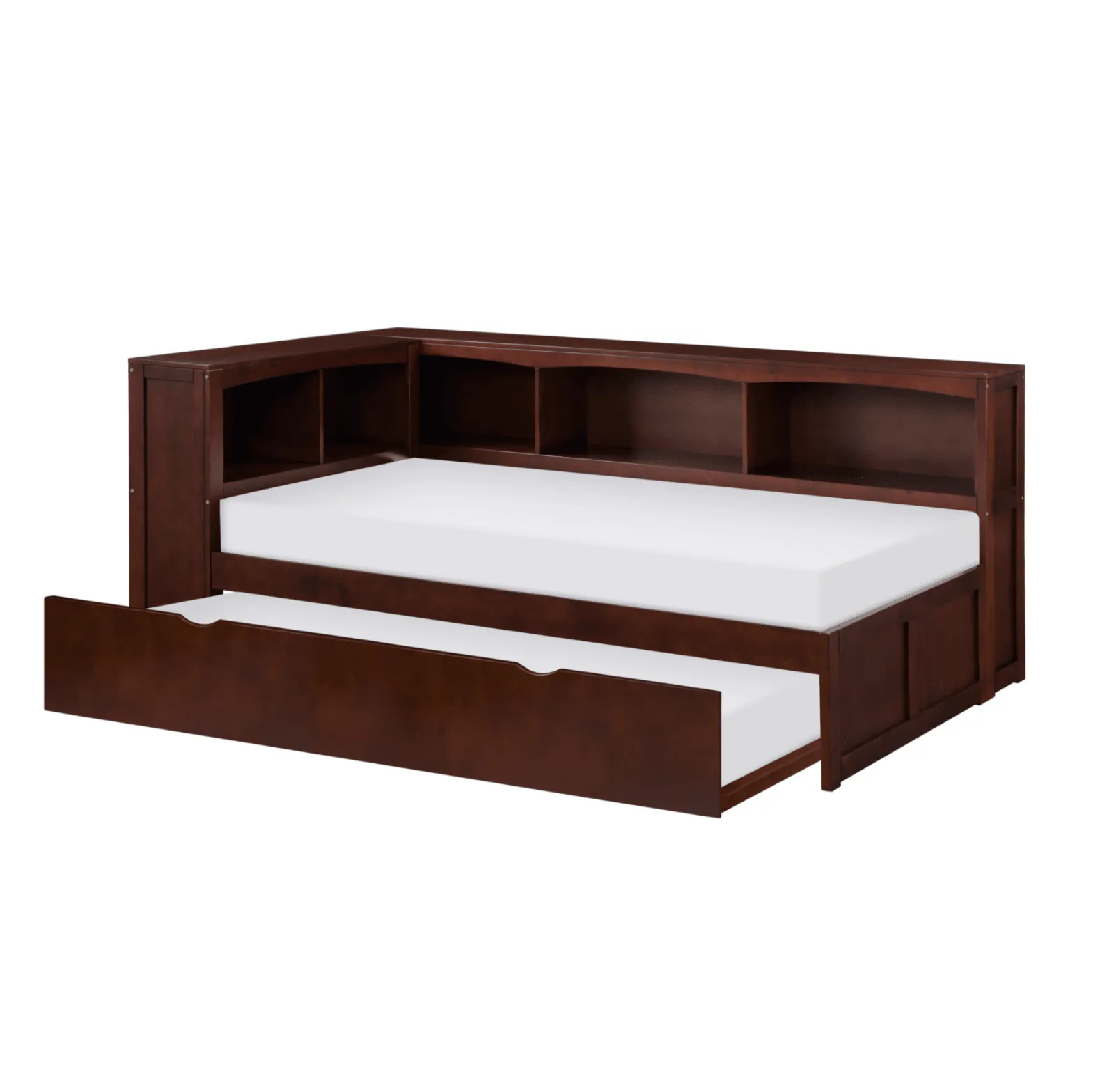Rowe Dark Cherry Twin Bookcase Corner Bed with Twin Trundle - Image 2