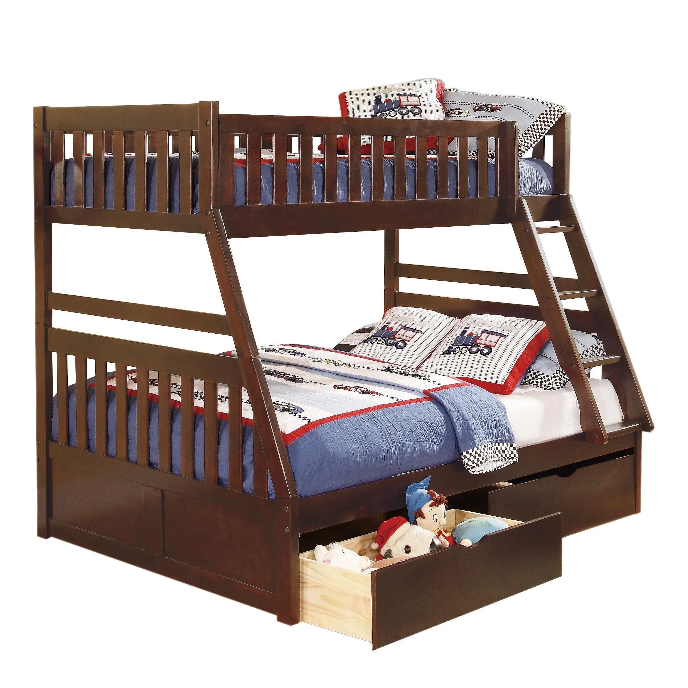 Rowe Dark Cherry Twin/Full Bunk Bed with Storage Boxes - Image 2