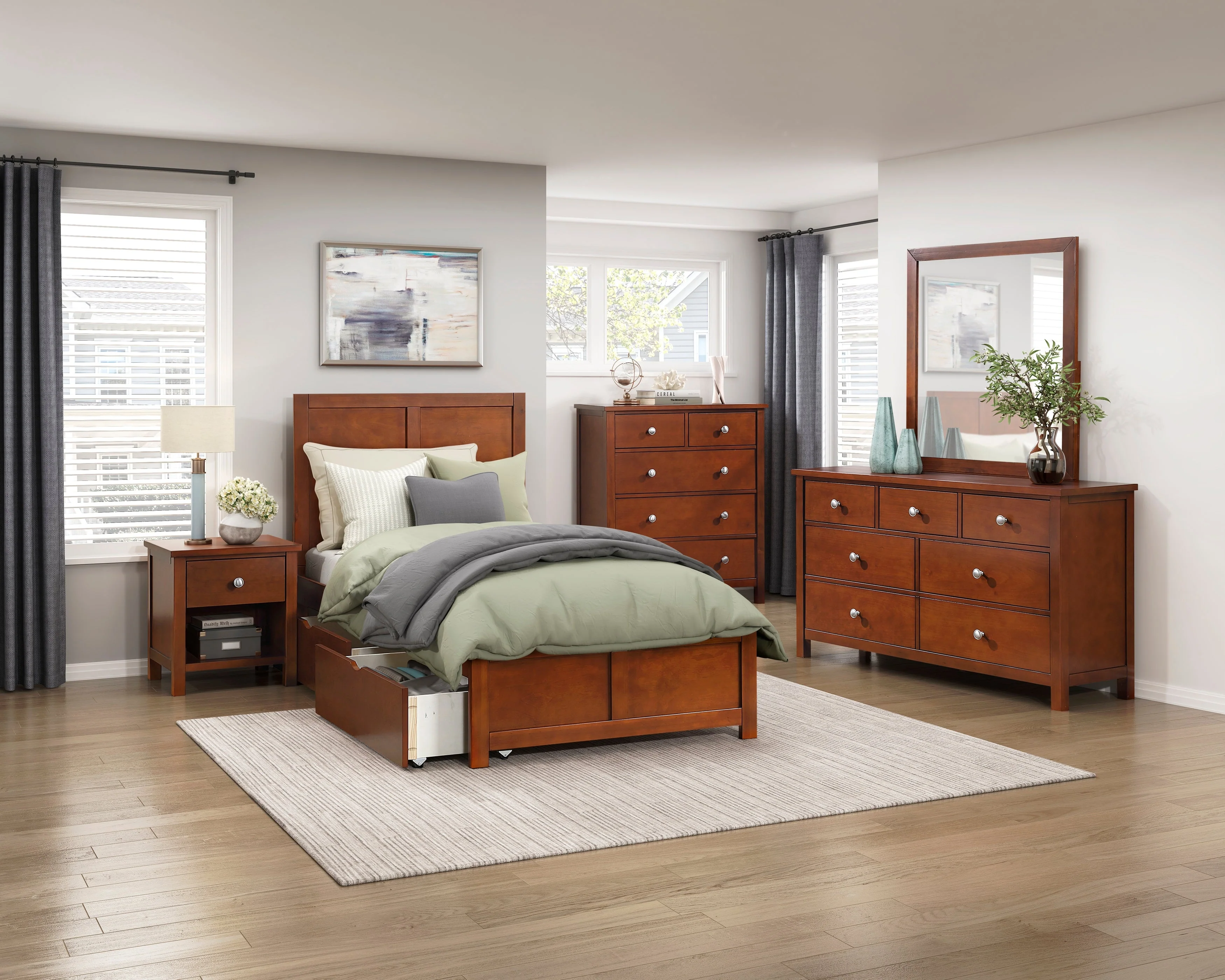 Rowe Dark Cherry Twin Platform Bed - Image 21
