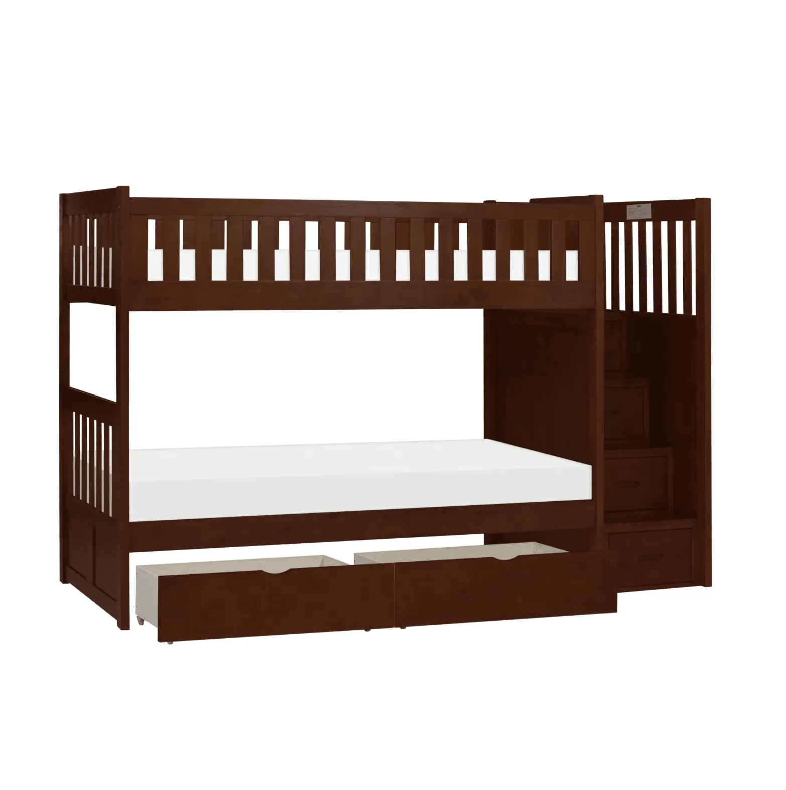 Rowe Dark Cherry Twin/Twin Step Bunk Bed with Storage Boxes - Image 2