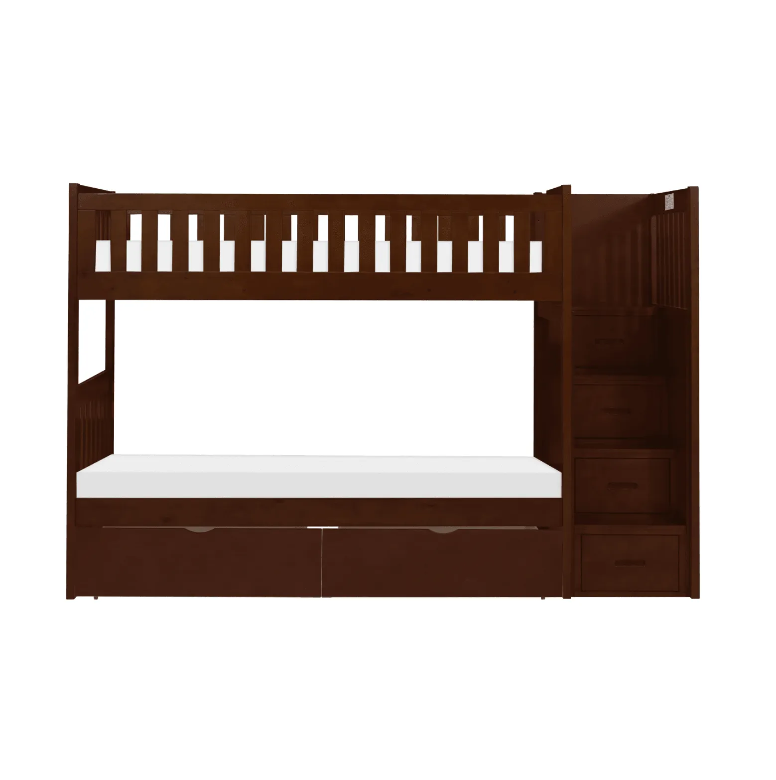 Rowe Dark Cherry Twin/Twin Step Bunk Bed with Storage Boxes - Image 3