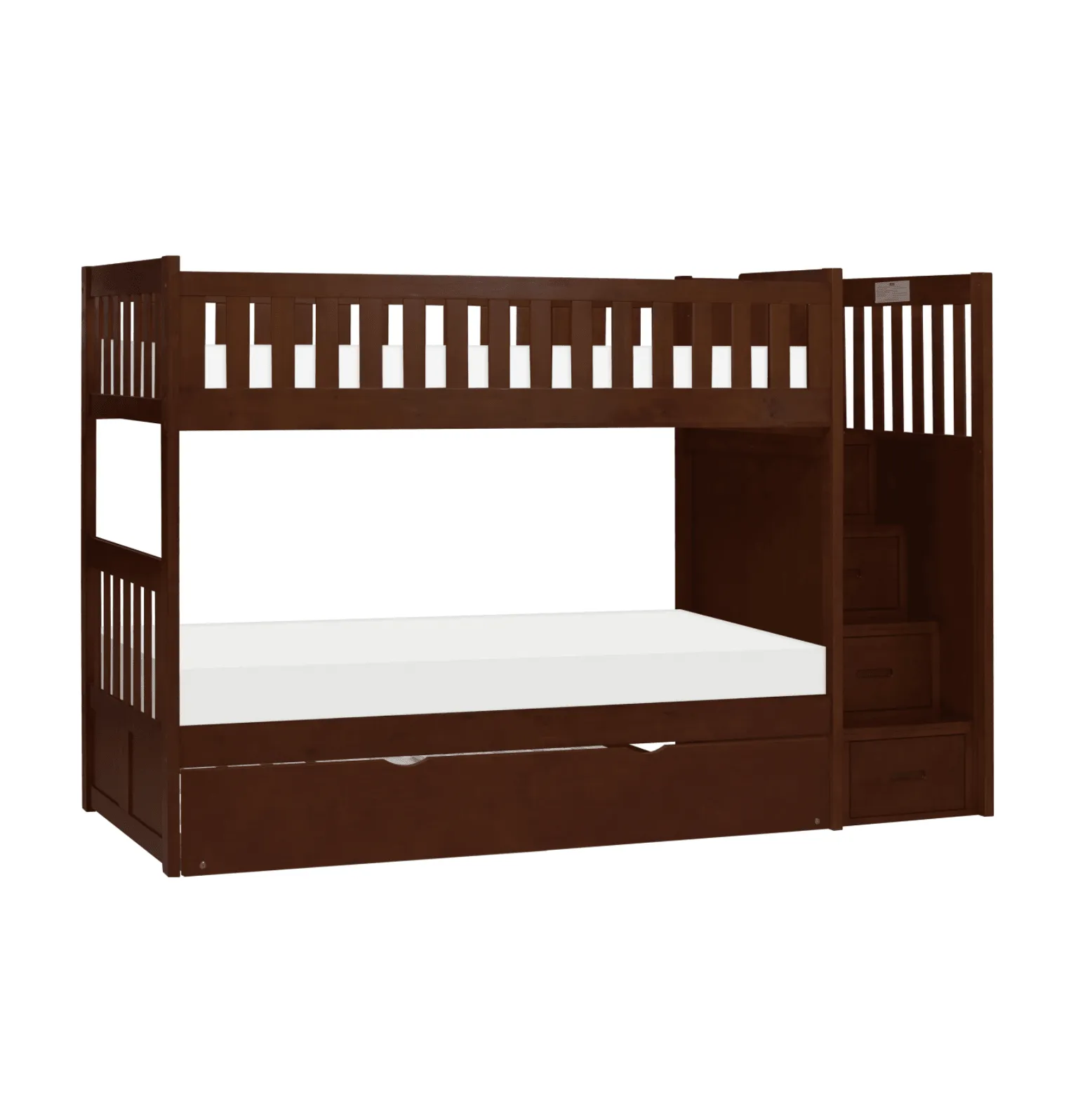 Rowe Dark Cherry Twin/Twin Step Bunk Bed with Twin Trundle - Image 3