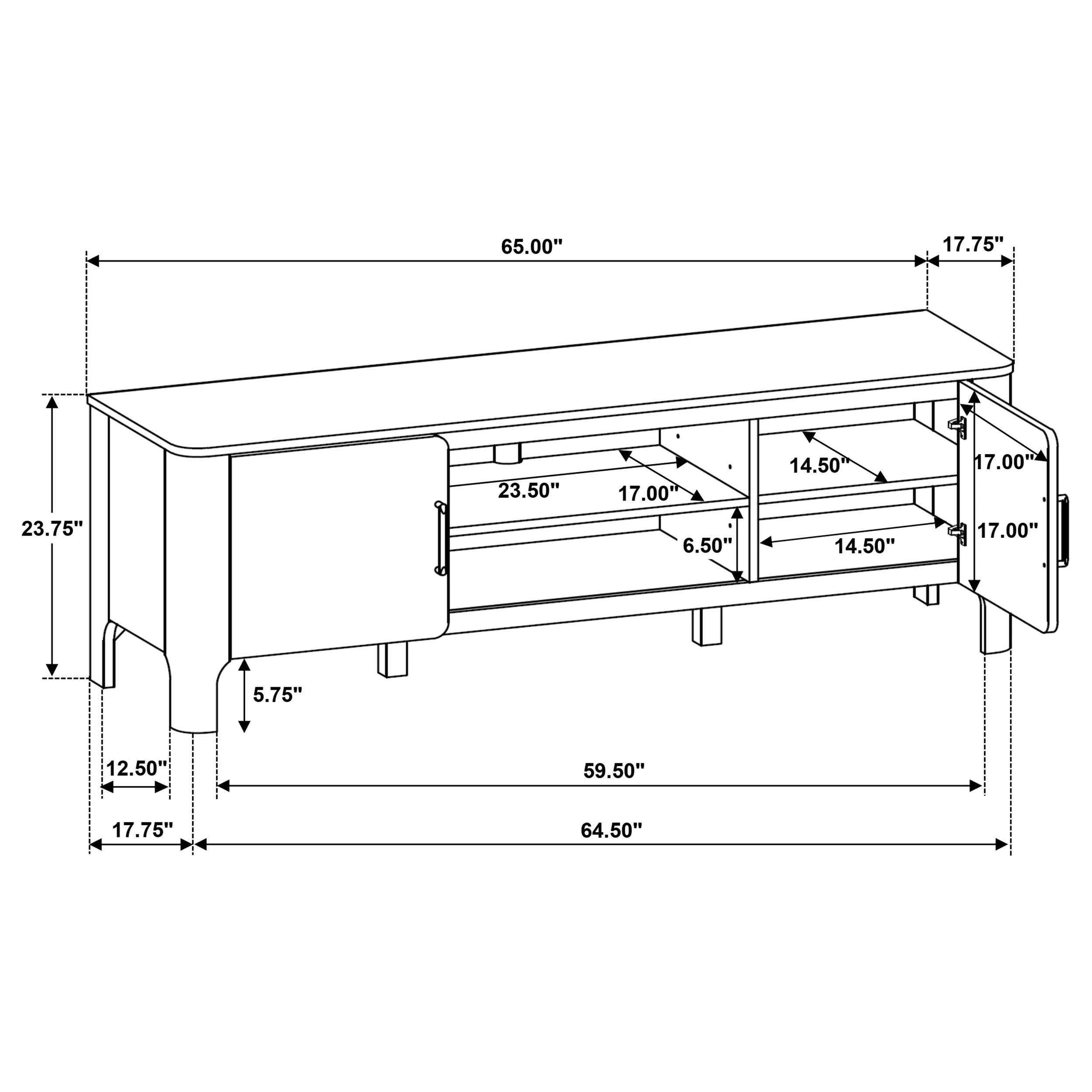 Rowe Light Oak 65-inch 2-door Wood TV Stand Media Console - Image 15