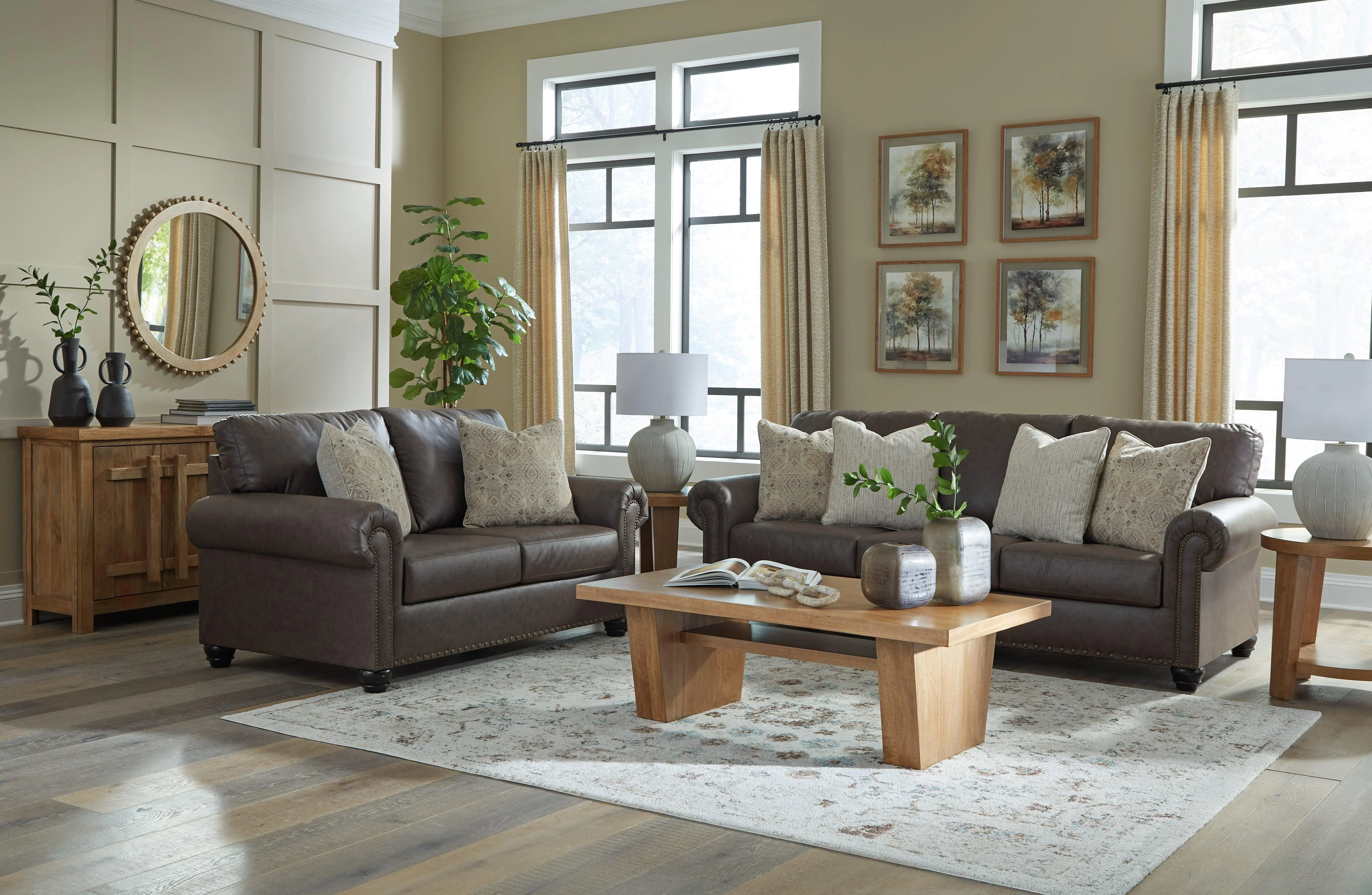 Roxmere Umber Sofa and Loveseat - Image 2