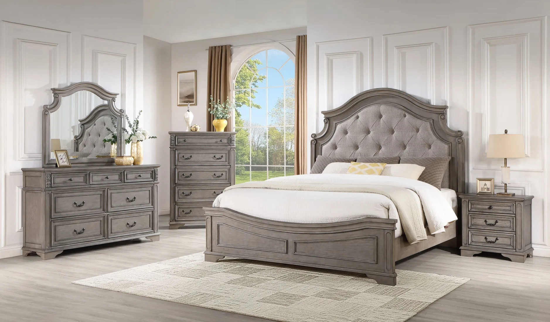Royal Antique Gray Bedroom Set