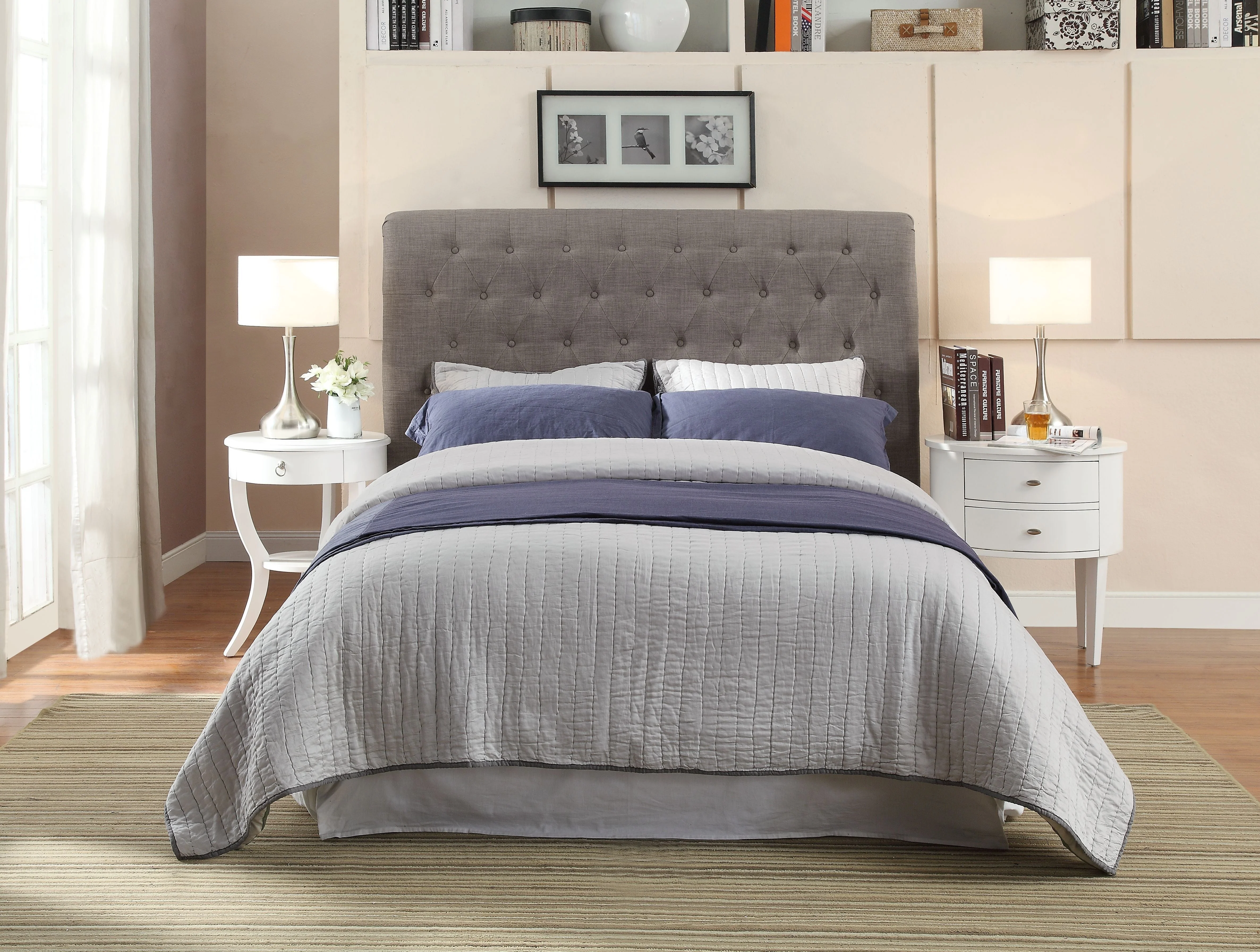 Royal Tufted Upholstered Headboard in Dolphin Linen - Image 2