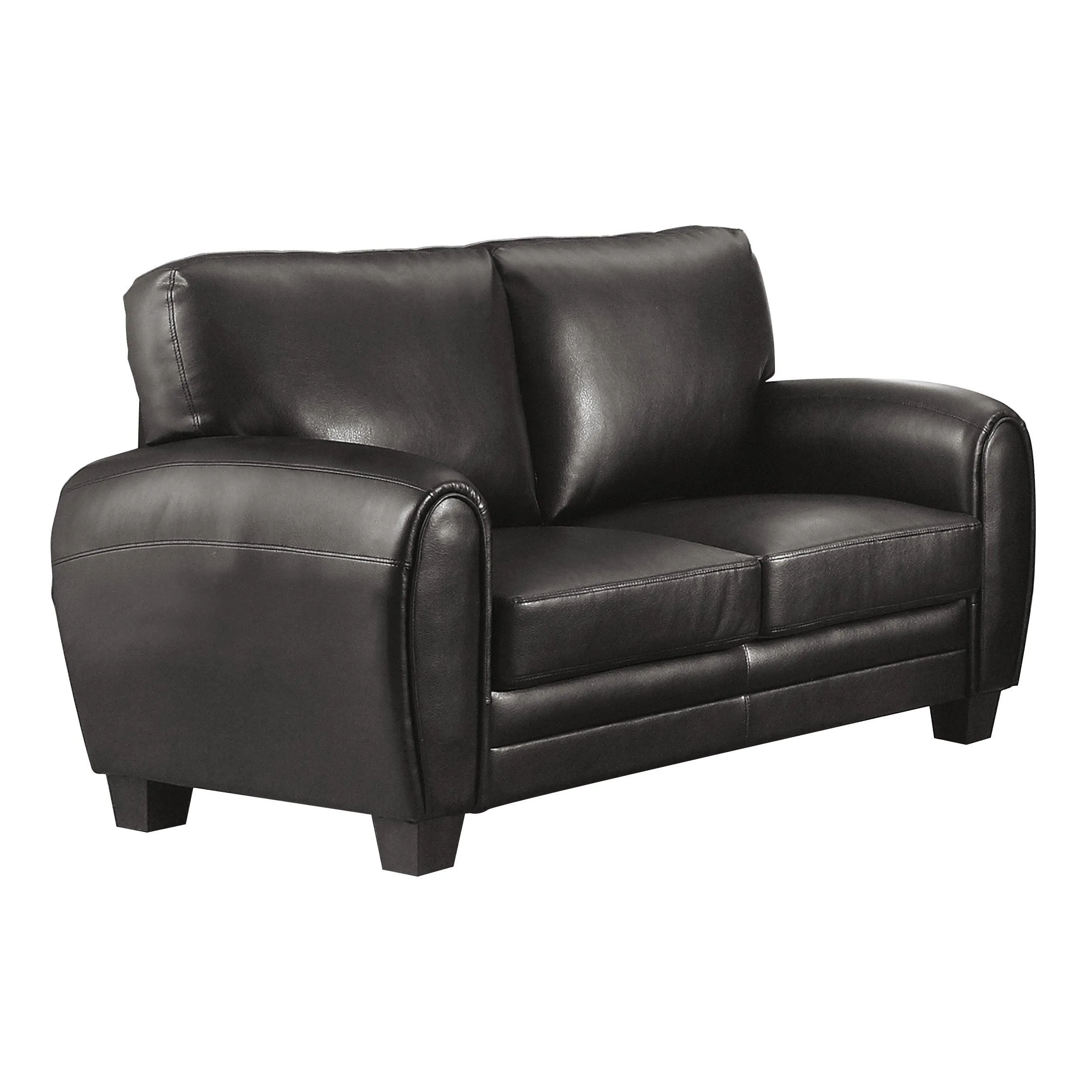 Rubin Black Faux Leather Loveseat - Image 5