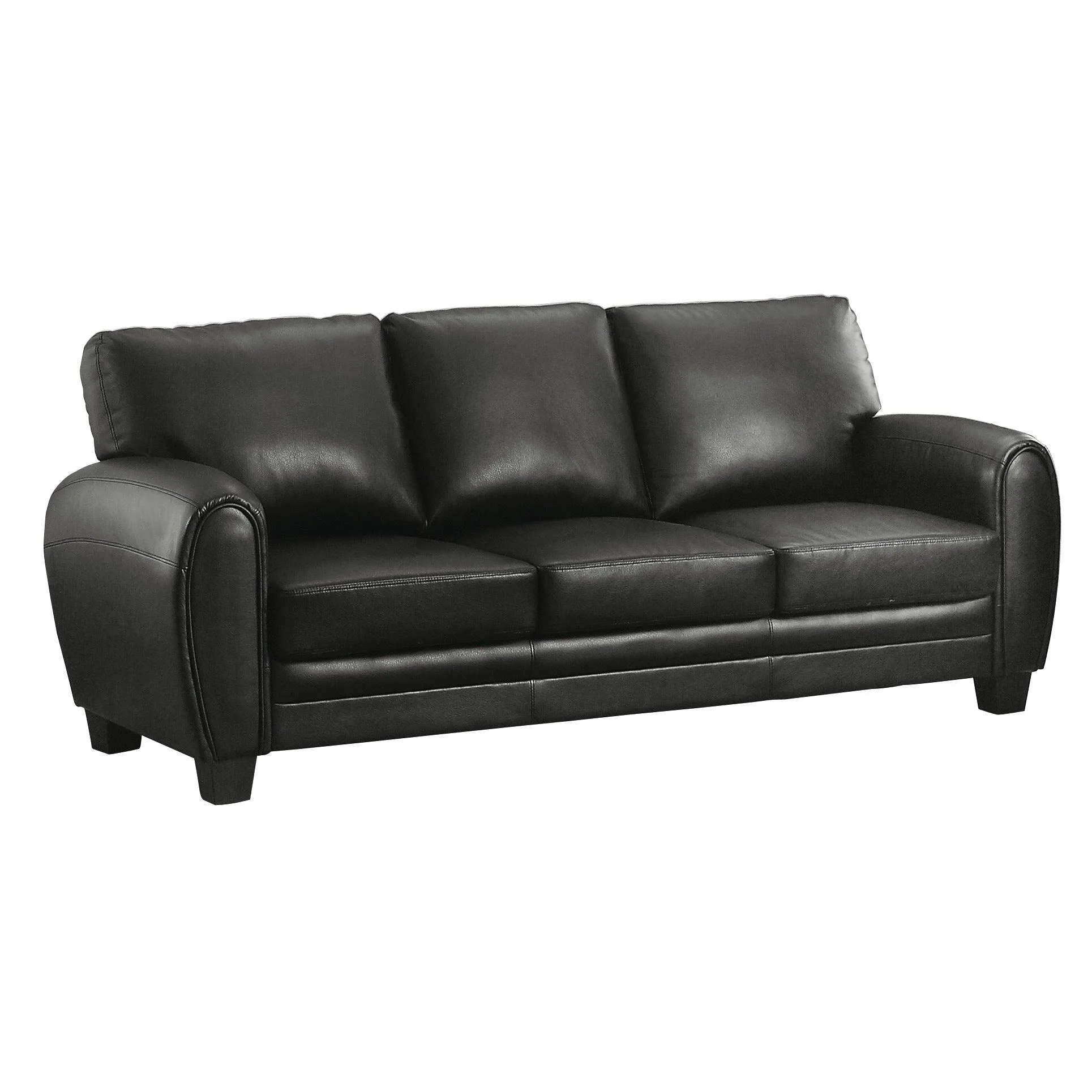 Rubin Black Faux Leather Sofa - Image 4