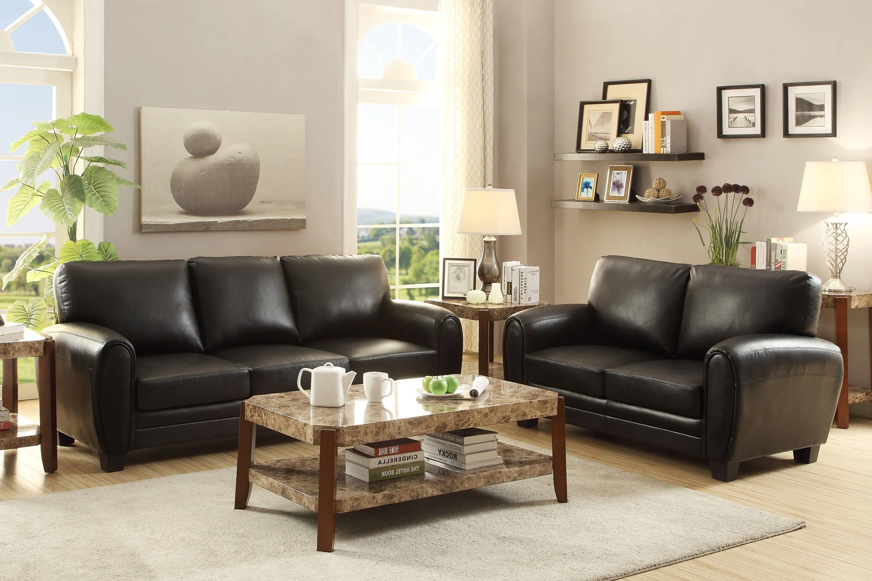 Rubin Black Faux Leather Sofa - Image 6
