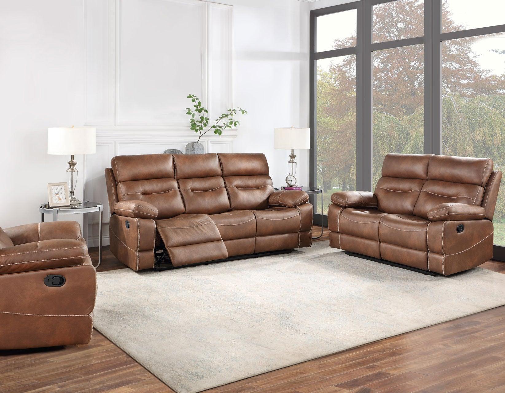 Rudger 3-Piece Brown Manual Motion Reclining Set - Image 2