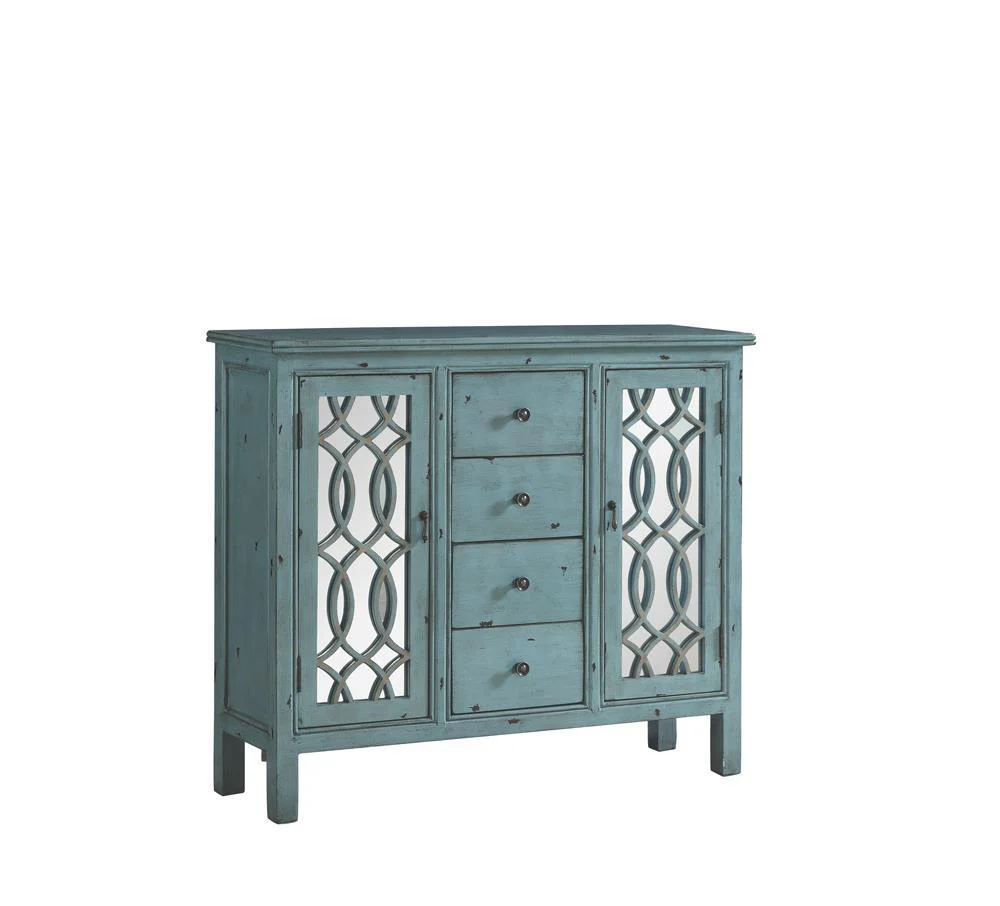 Rue Antique Blue 4-Drawer Accent Cabinet - Image 3