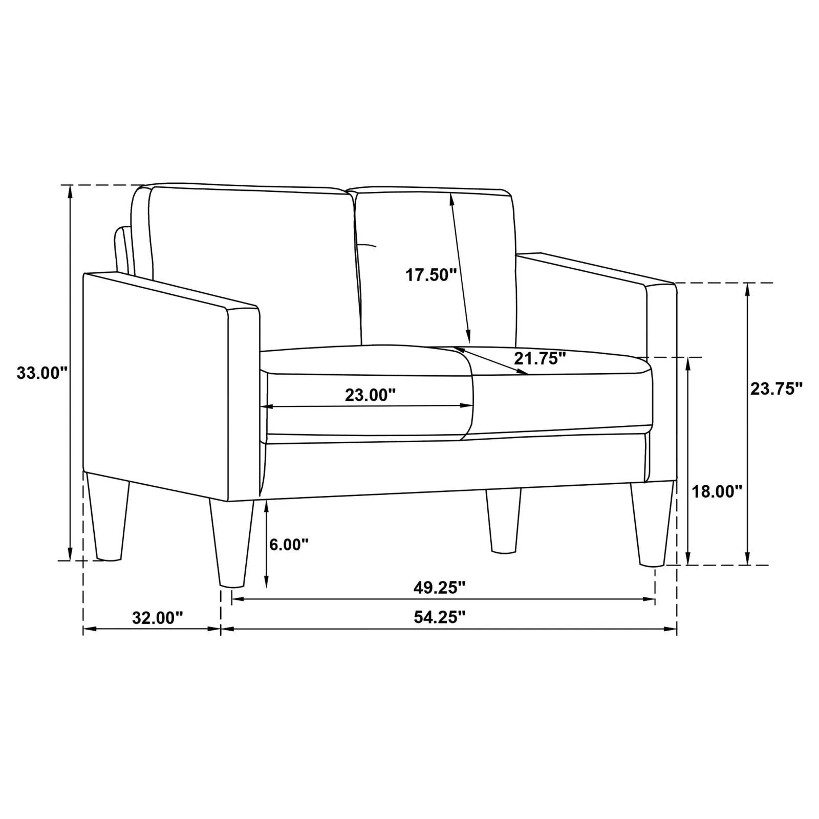 Ruth 2-piece Upholstered Track Arm Sofa Set Black - Image 13