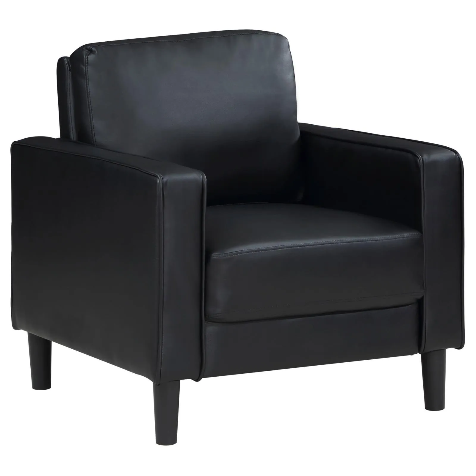 Ruth Black Faux Leather Upholstered Track Arm Accent Chair - Image 11