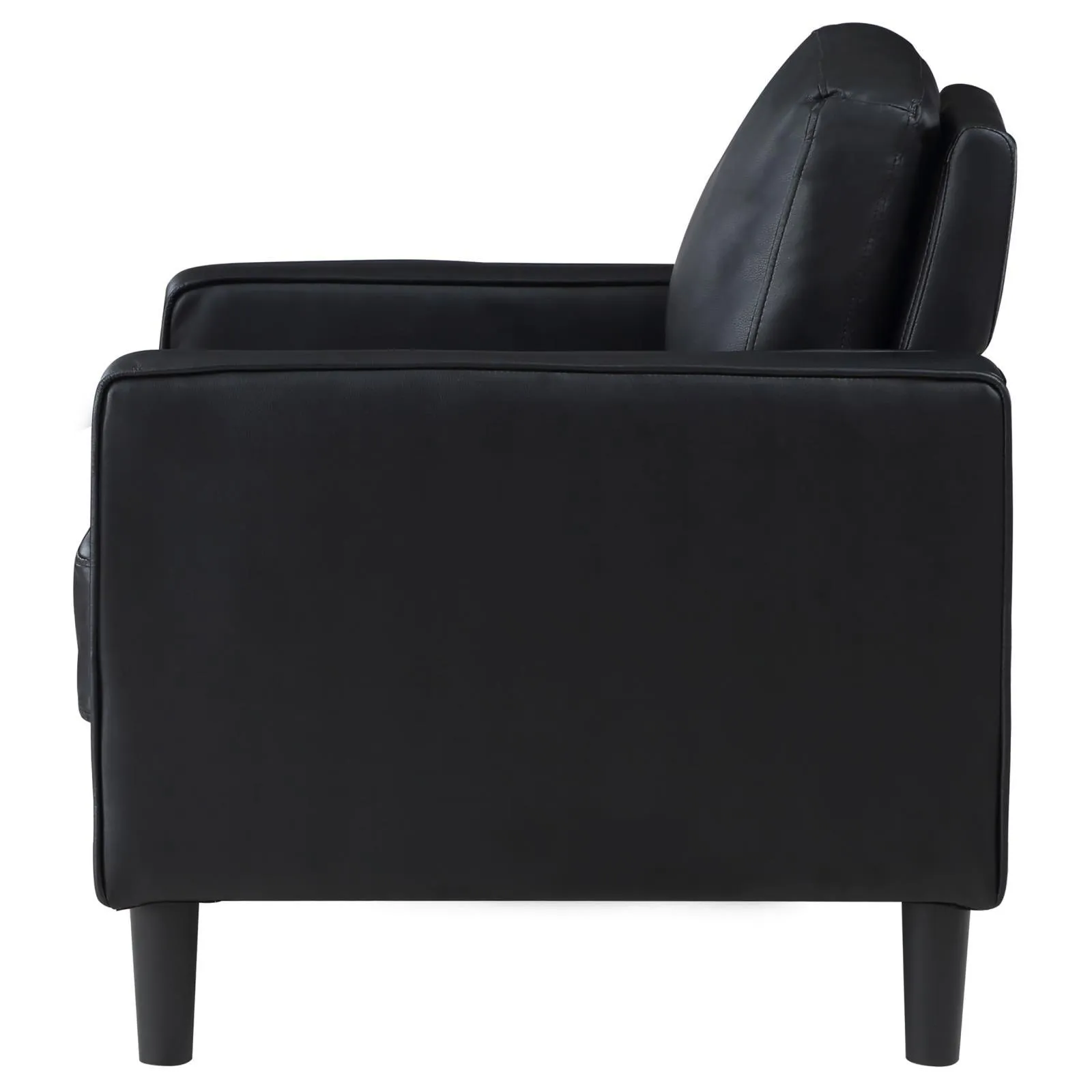Ruth Black Faux Leather Upholstered Track Arm Accent Chair - Image 4