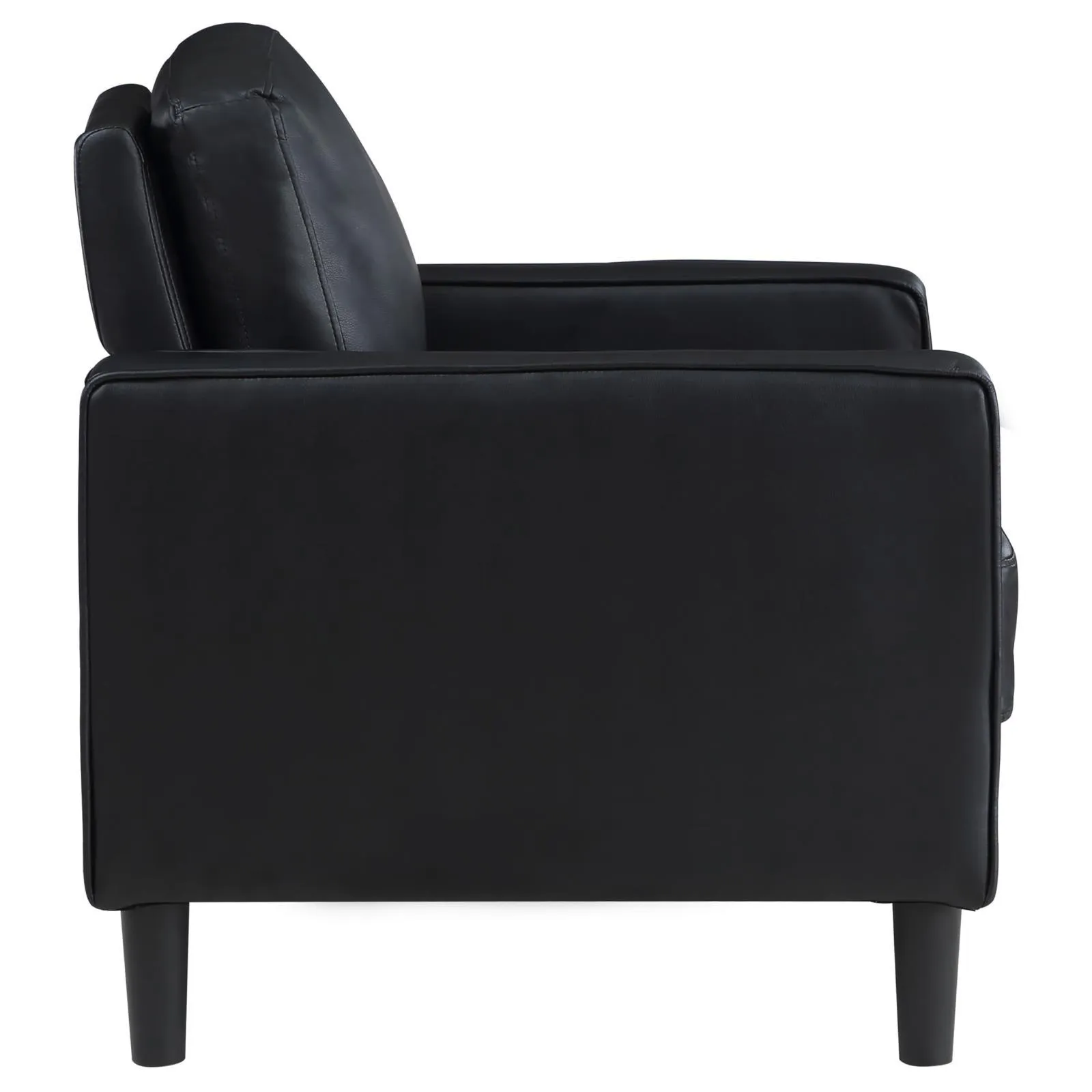 Ruth Black Faux Leather Upholstered Track Arm Accent Chair - Image 7