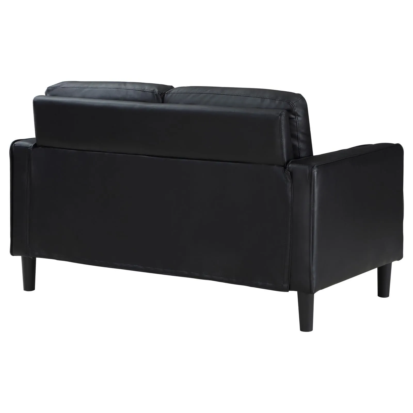 Ruth Black Upholstered Track Arm Faux Leather Loveseat - Image 7