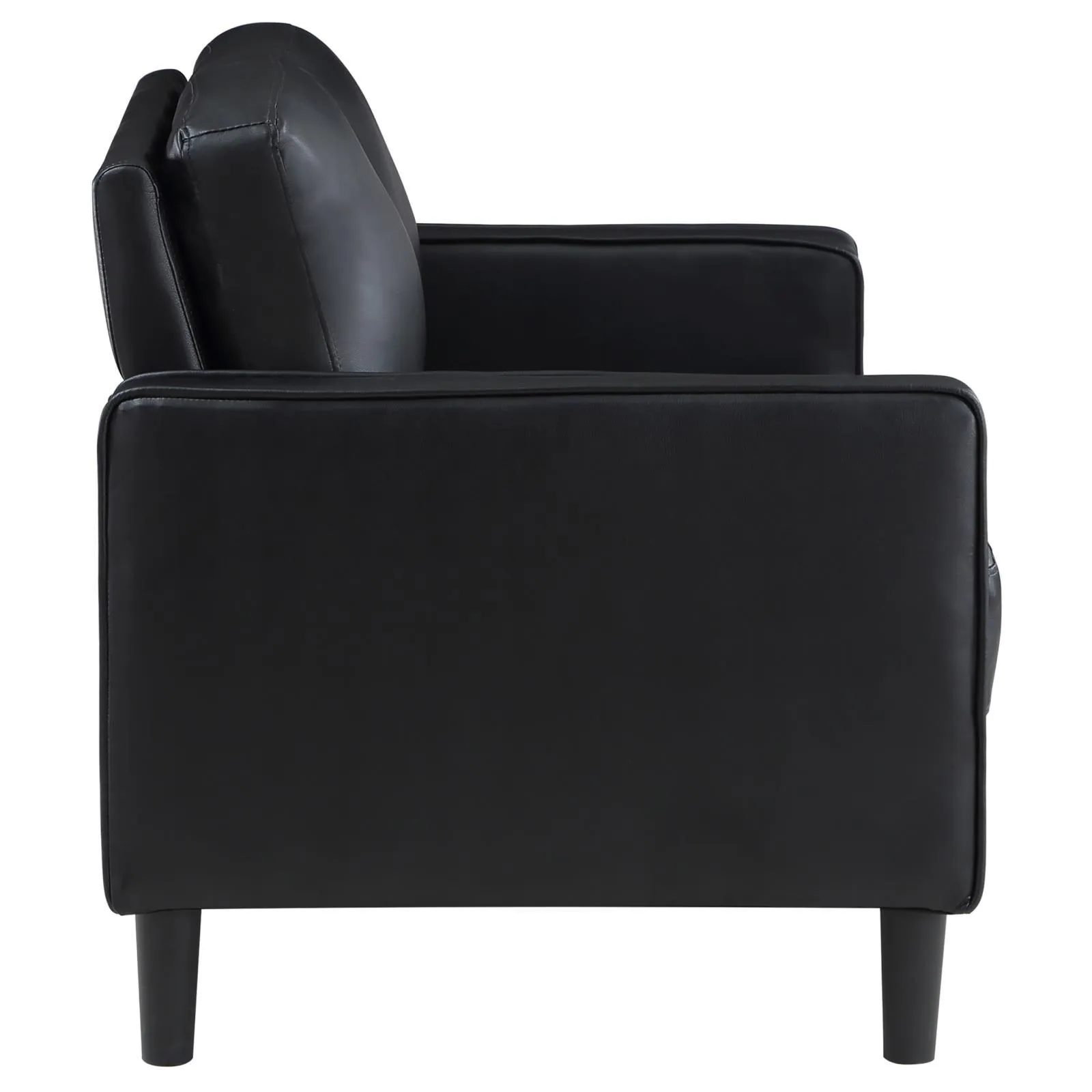 Ruth Black Upholstered Track Arm Faux Leather Loveseat - Image 8