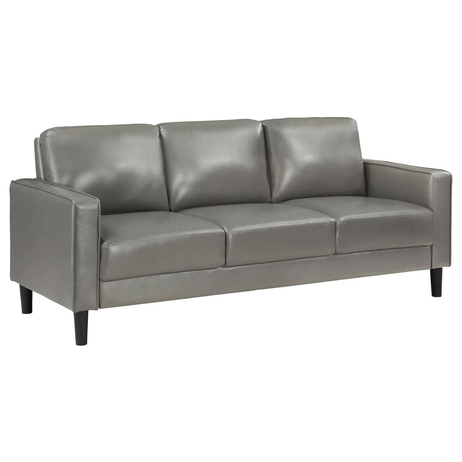 Ruth Grey Upholstered Track Arm Faux Leather Sofa - Image 11