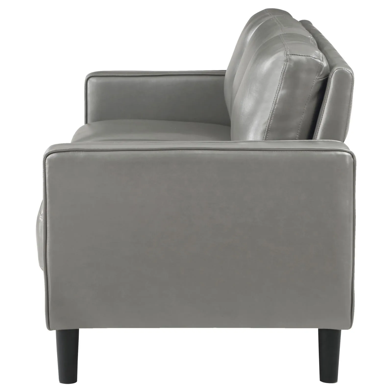Ruth Grey Upholstered Track Arm Faux Leather Sofa - Image 4