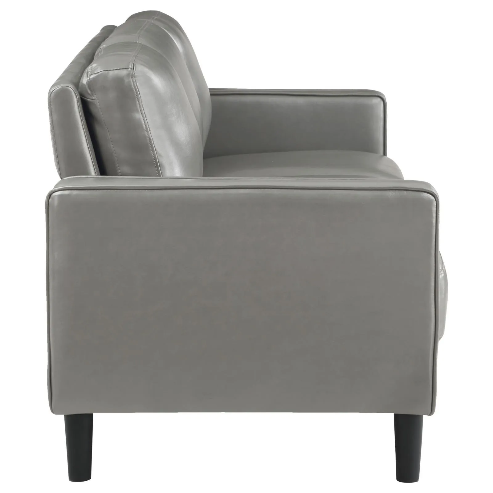 Ruth Grey Upholstered Track Arm Faux Leather Sofa - Image 7