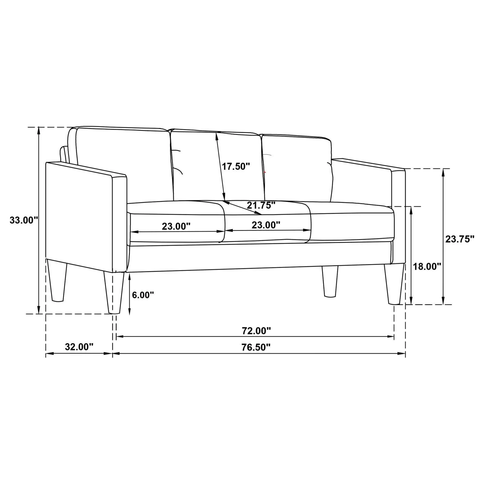 Ruth Grey Upholstered Track Arm Faux Leather Sofa - Image 9