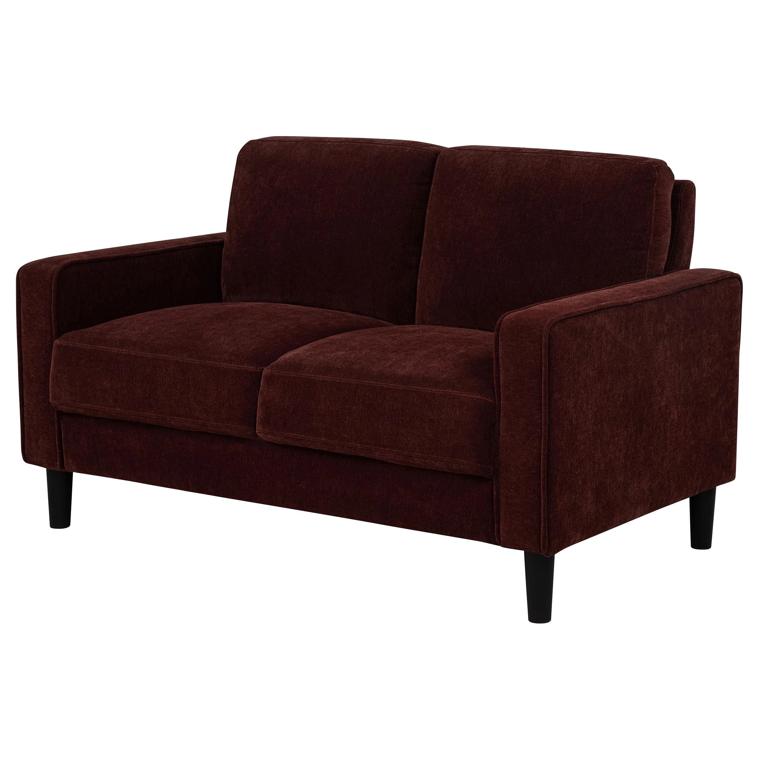 Ruth Rust Red Fabric Upholstered Track Arm Loveseat - Image 3