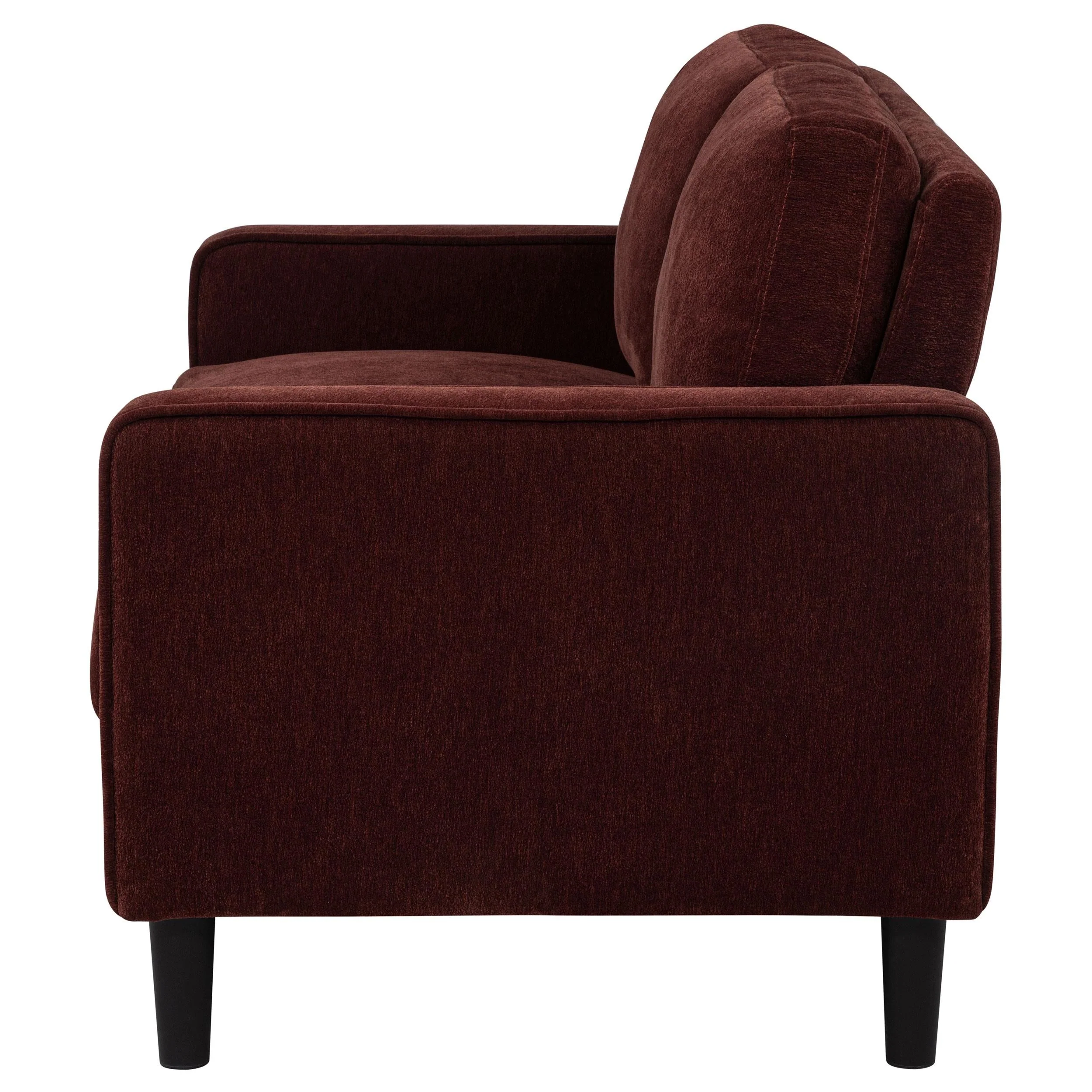 Ruth Rust Red Fabric Upholstered Track Arm Loveseat - Image 4