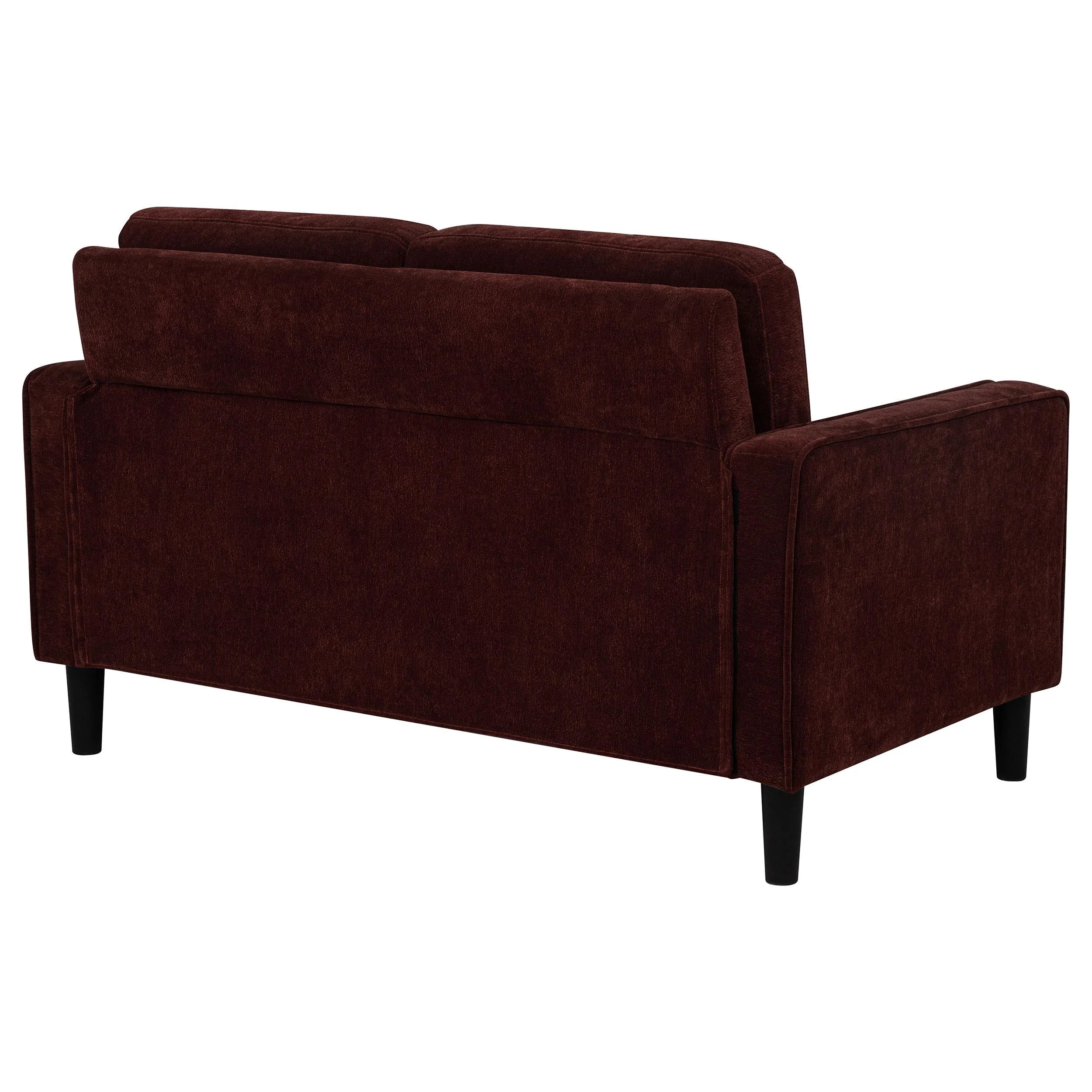 Ruth Rust Red Fabric Upholstered Track Arm Loveseat - Image 6