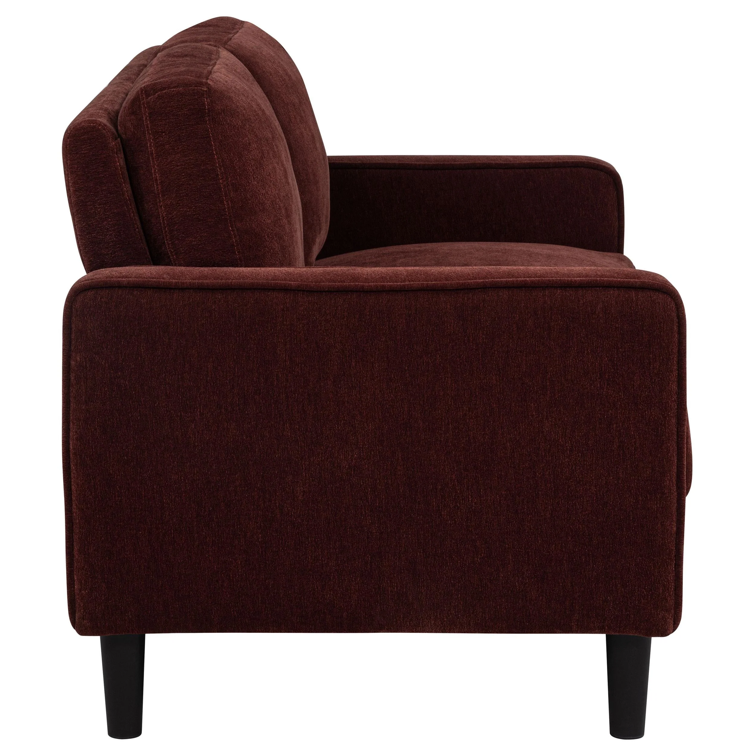Ruth Rust Red Fabric Upholstered Track Arm Loveseat - Image 7