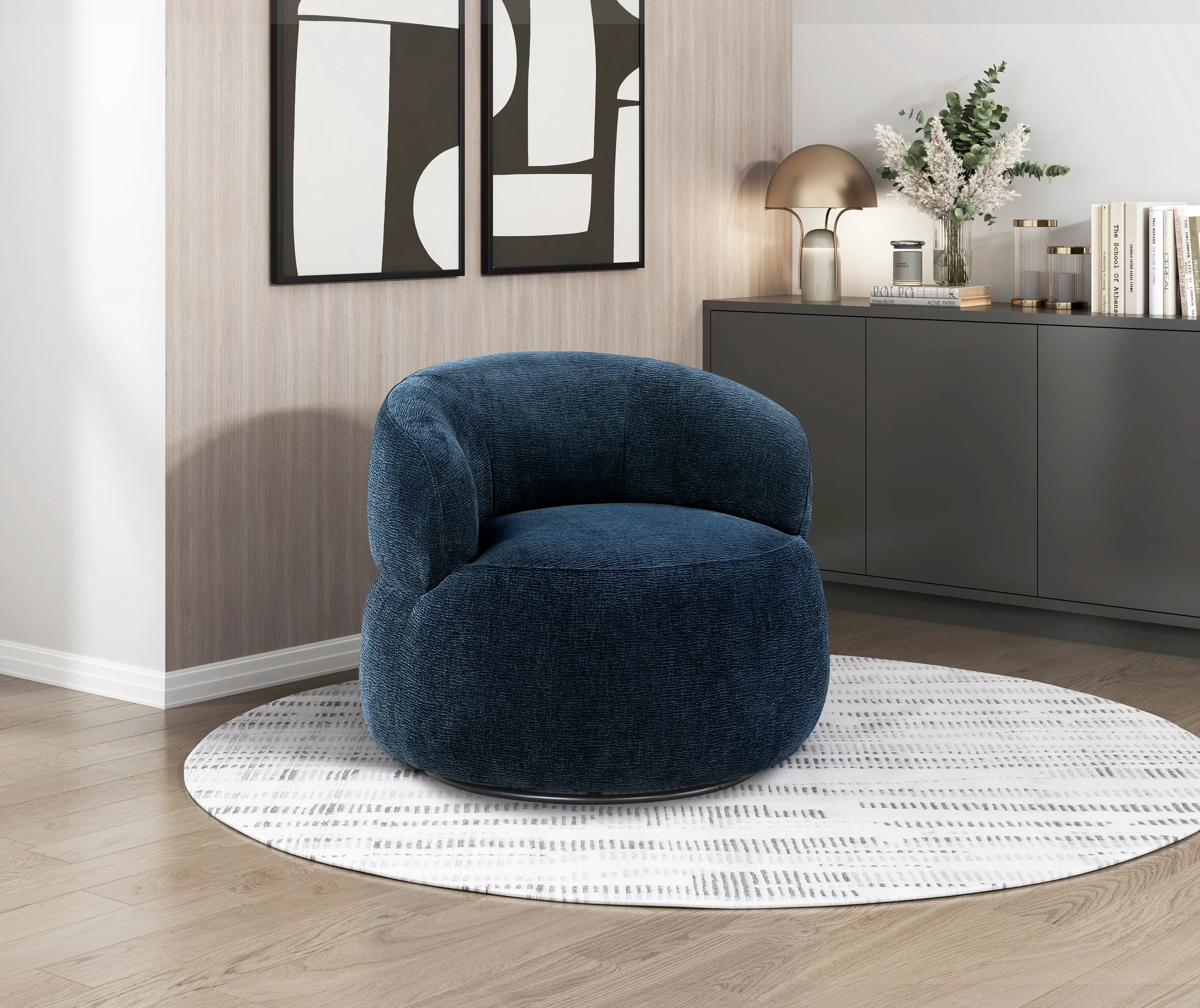 Ruvo Blue Swivel Accent Chair - Image 7