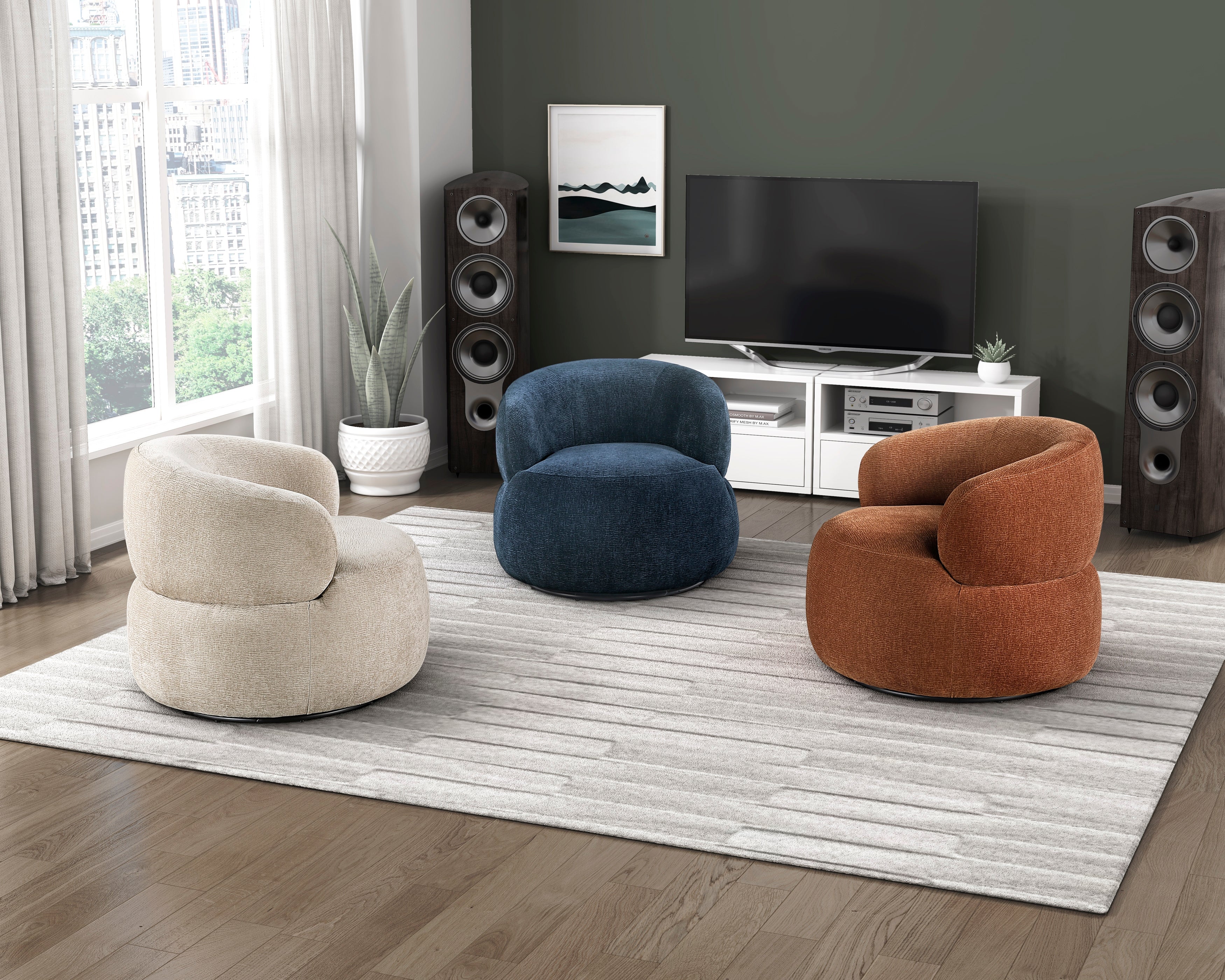 Ruvo Rusty Orange Swivel Accent Chair - Image 9