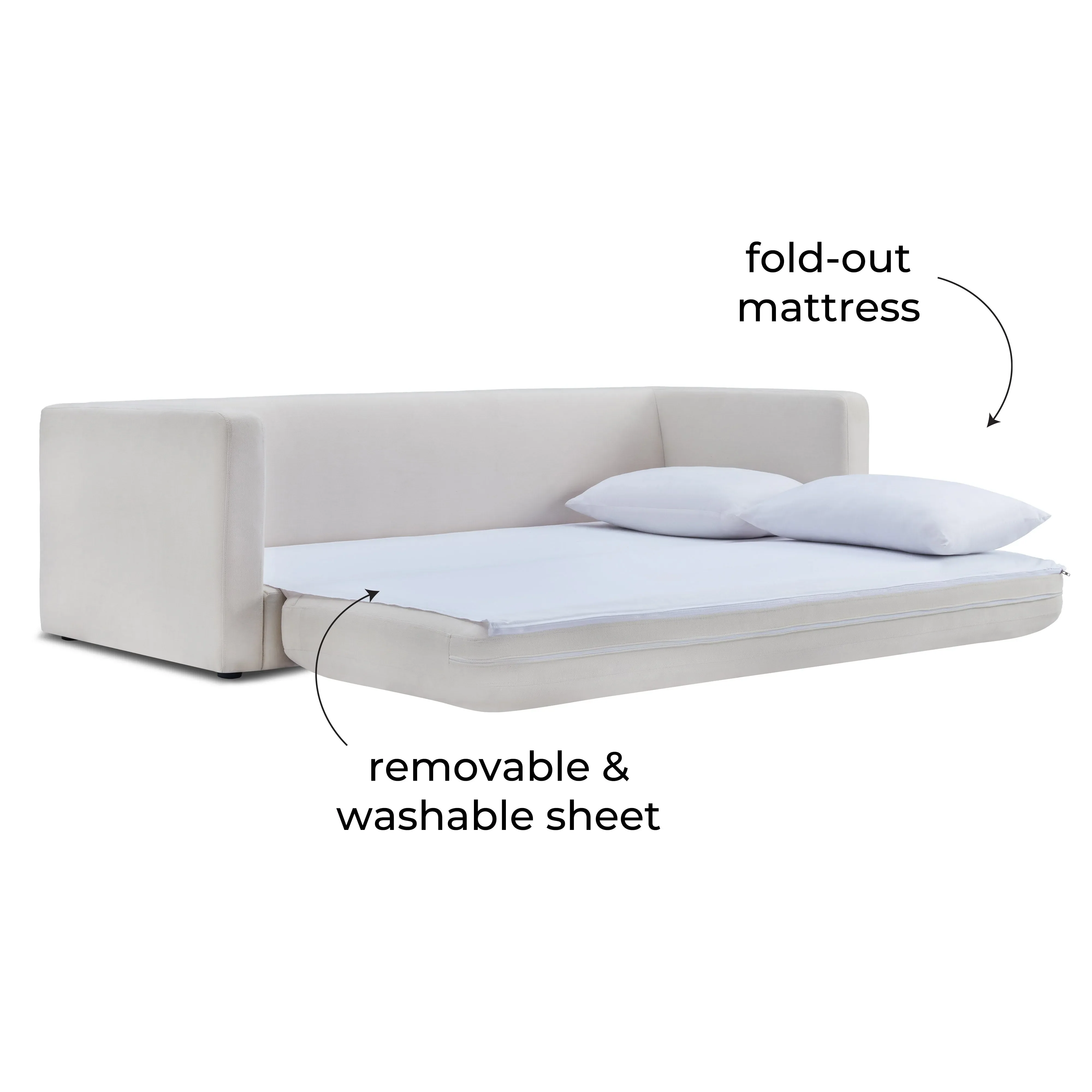 Ryan 91" Cream Upcycled Performance Linen Sofa Bed - Image 6