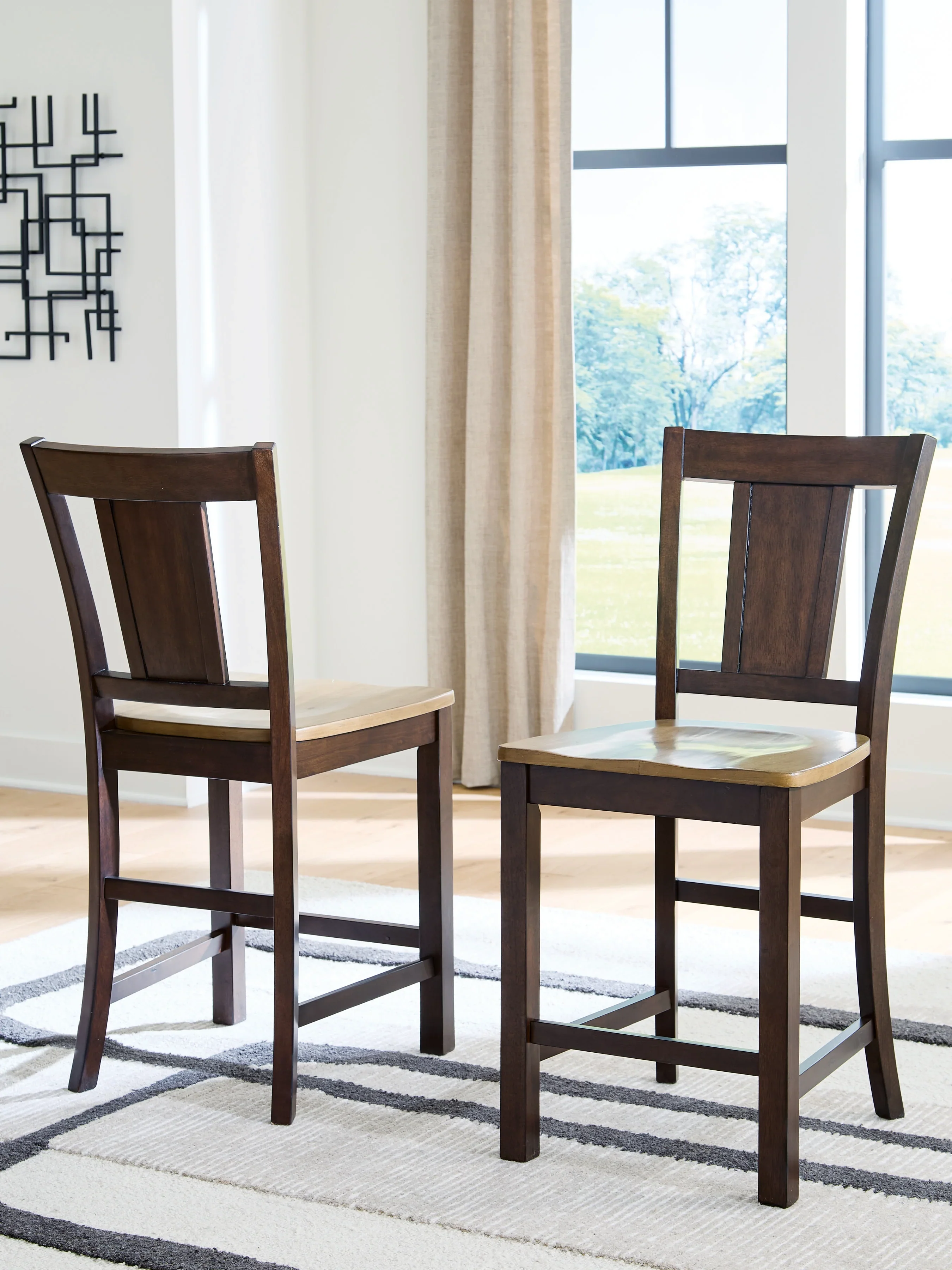 Rylandeen Light Brown/Dark Brown Counter Height Dining Table and 8 Barstools - Image 6