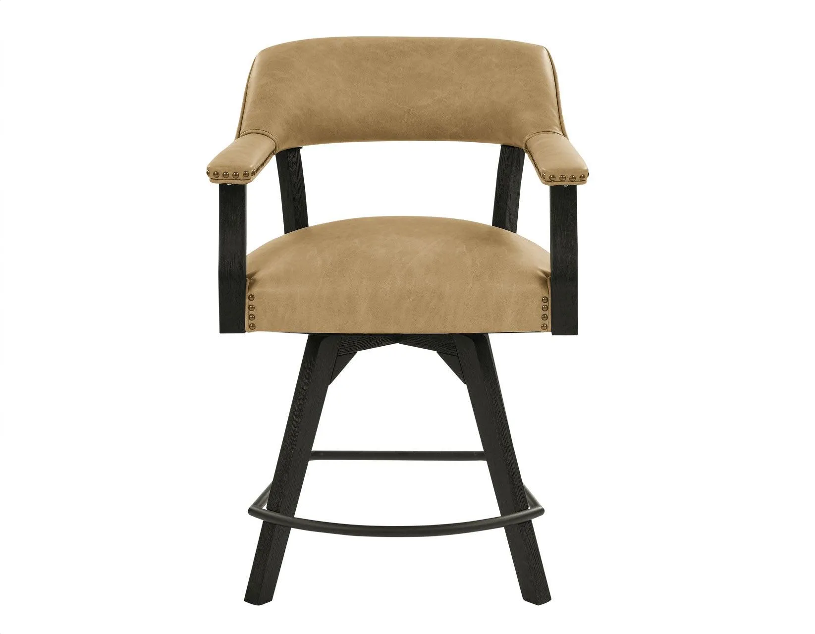 Rylie 24″ Counter Captains Chair, Black Finish with Sand Vegan Leather - Image 3