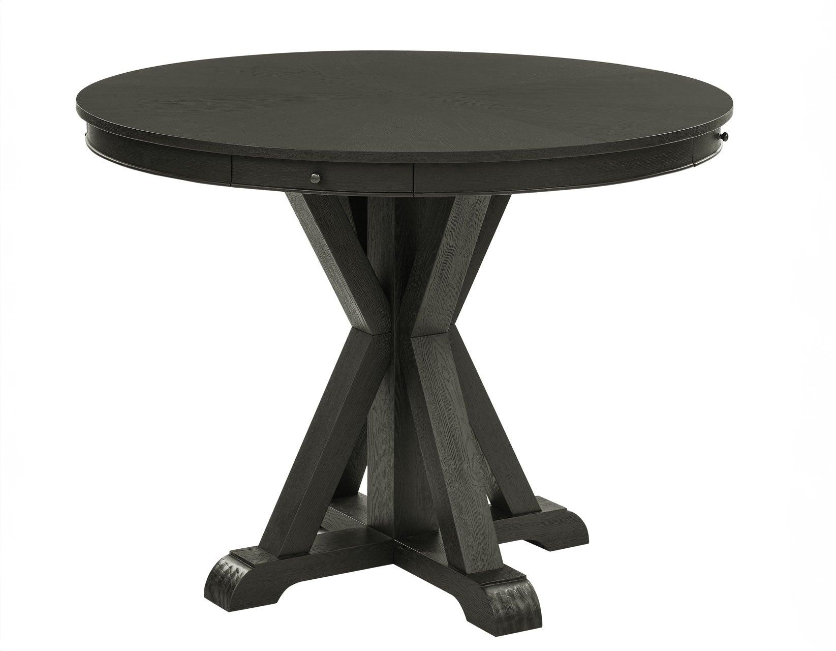Rylie 48-inch Round Counter Dining Table with 4 Drawers, Black Finish - Image 3