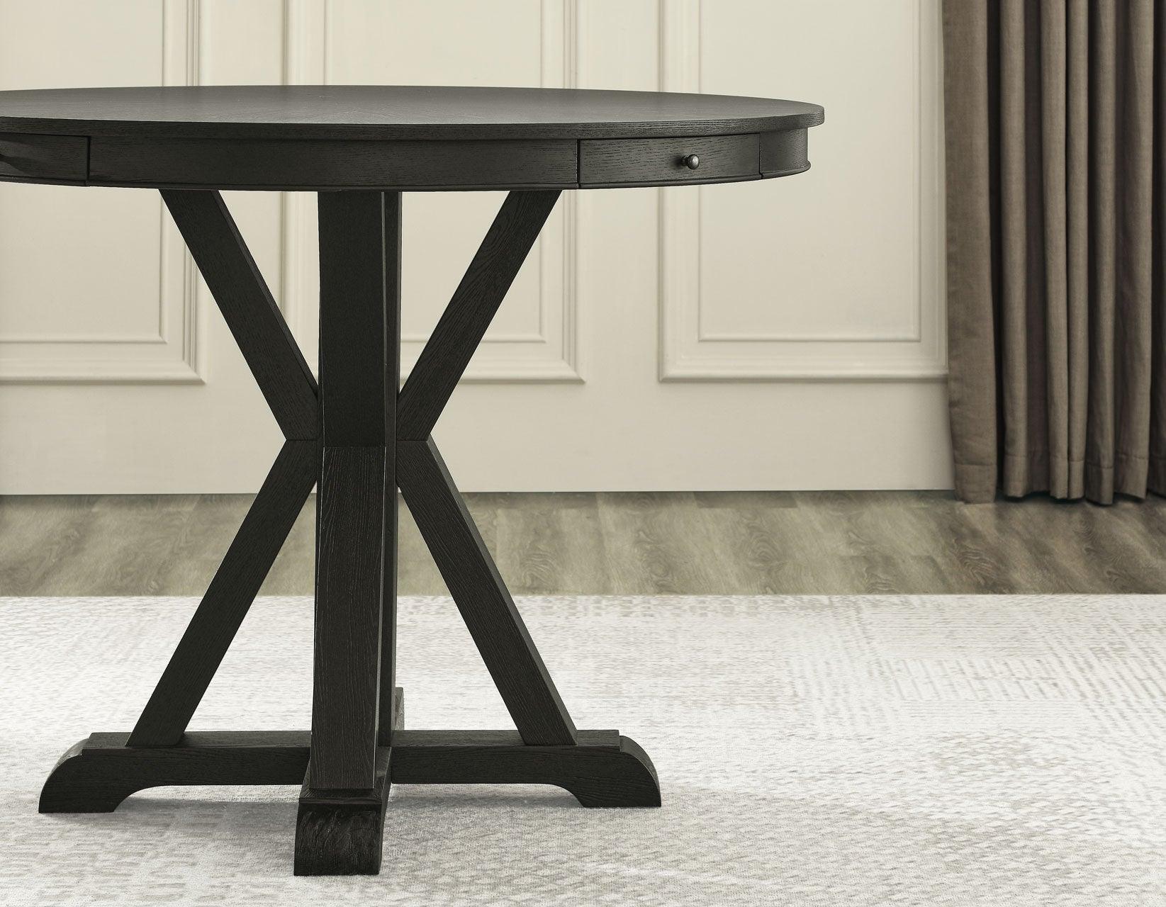Rylie 48-inch Round Counter Dining Table with 4 Drawers, Black Finish - Image 4