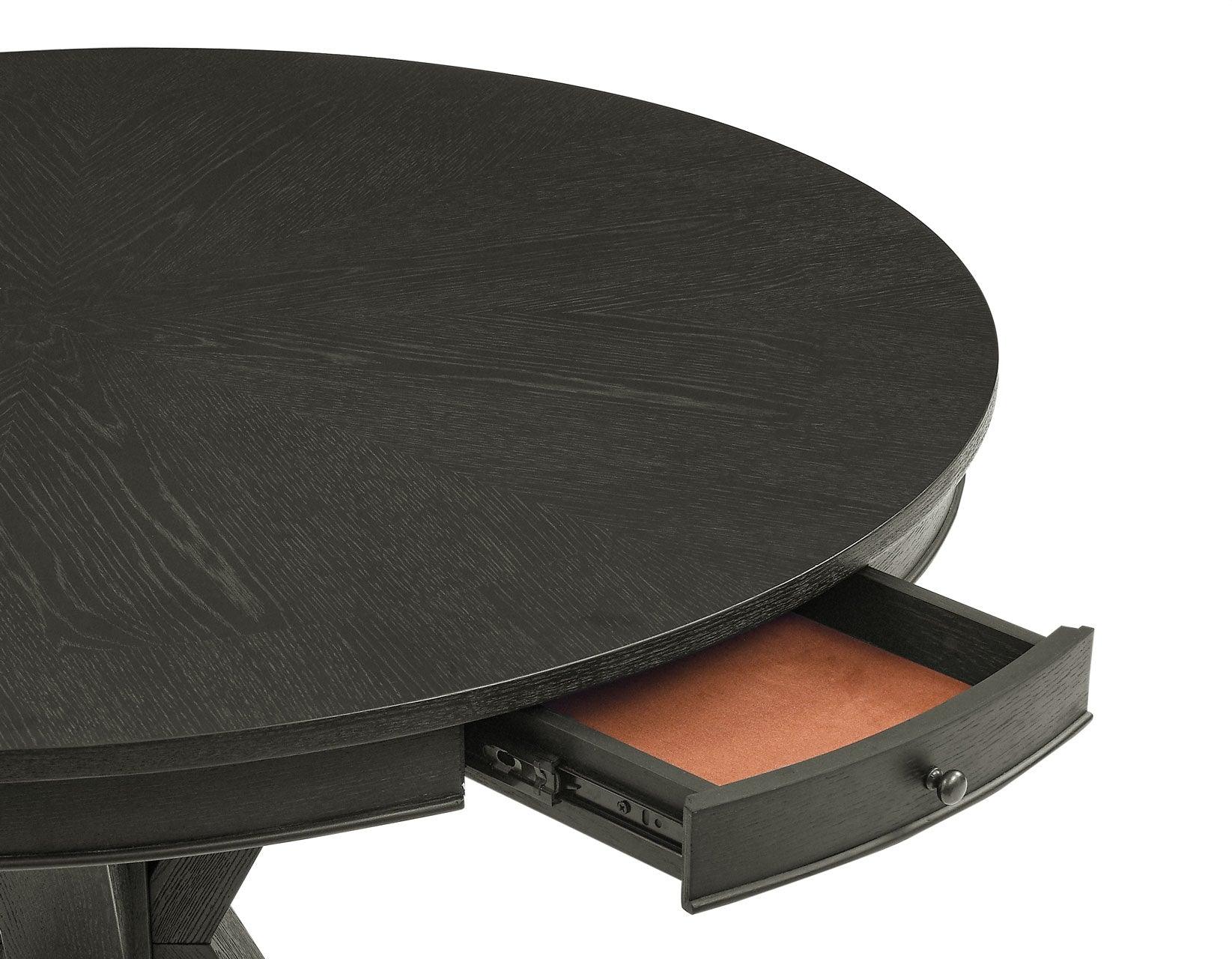 Rylie 48-inch Round Counter Dining Table with 4 Drawers, Black Finish - Image 8