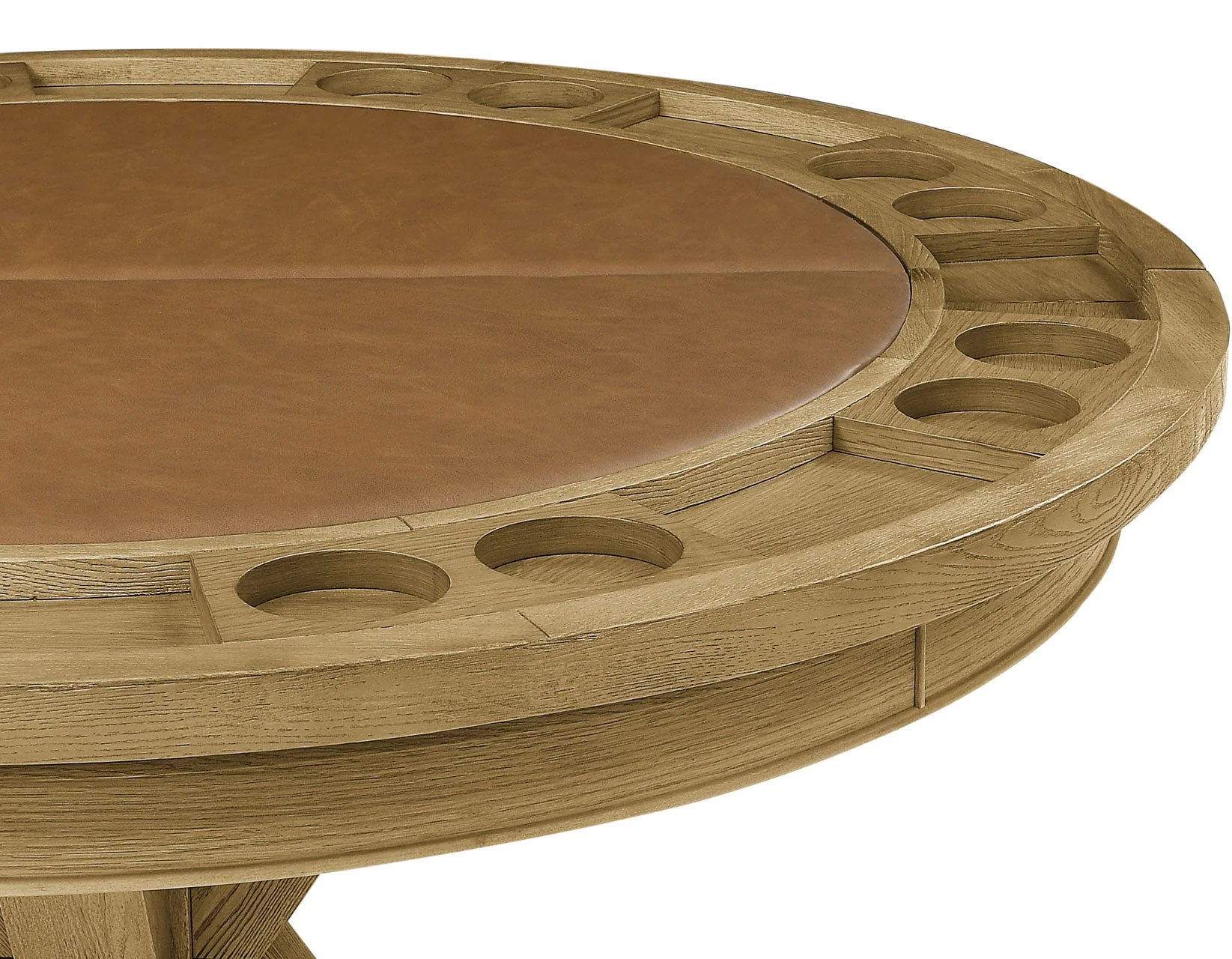 Rylie 48-inch Round Dining Table with Folding Game Top, Natural Finish - Image 8