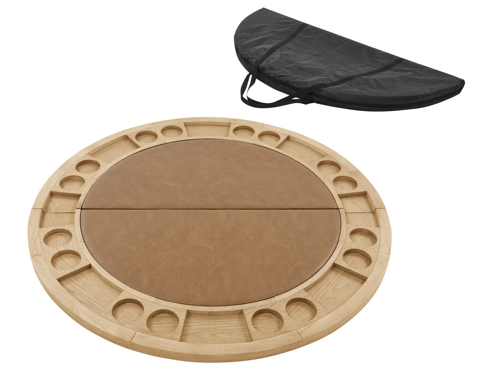 Rylie 48-inch Round Dining Table with Folding Game Top, Natural Finish - Image 9