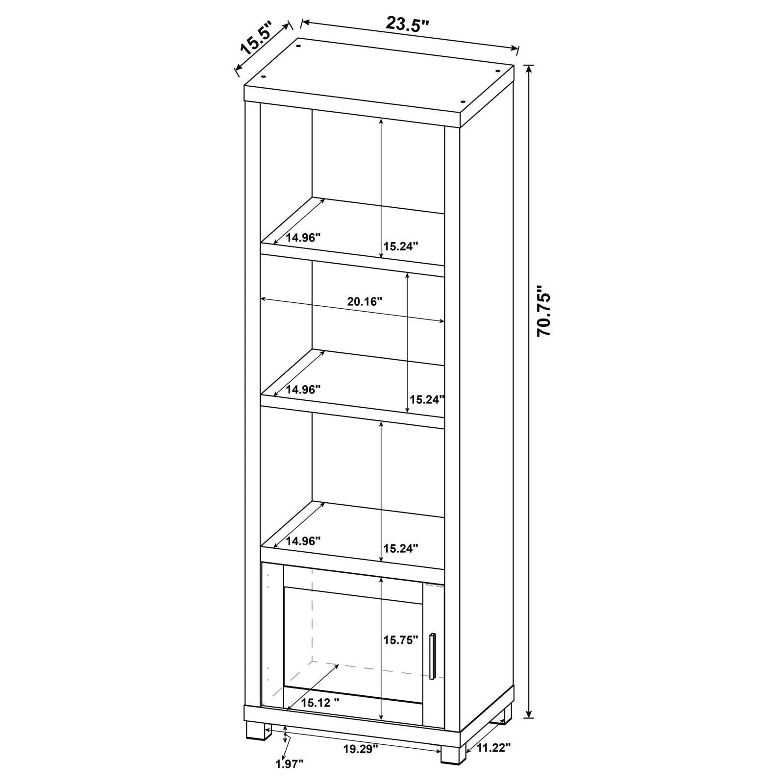 Sachin Dark Pine 3-shelf Media Tower With Storage Cabinet - Image 9