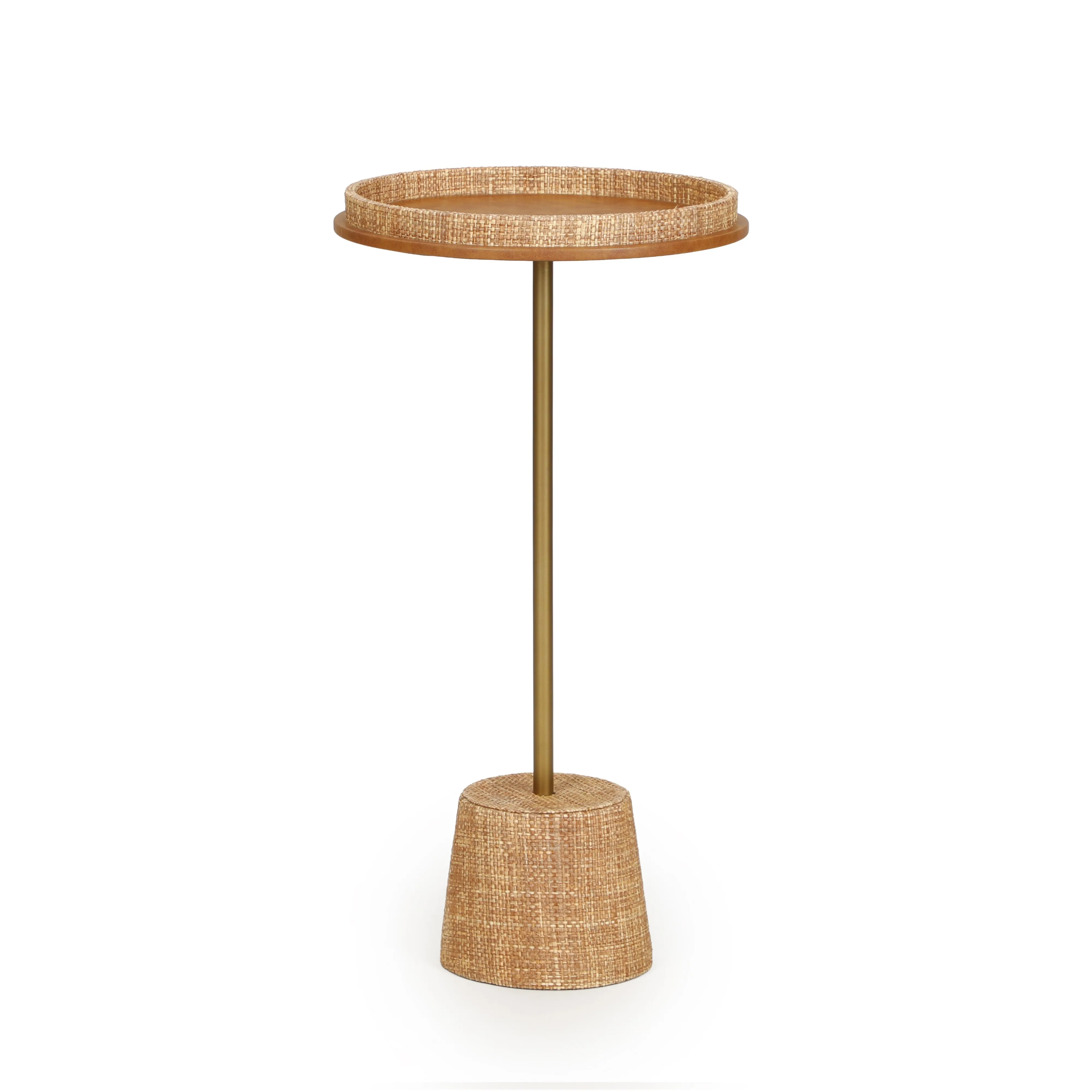 Saddle Natural Raffia Designer Side Table - Image 3