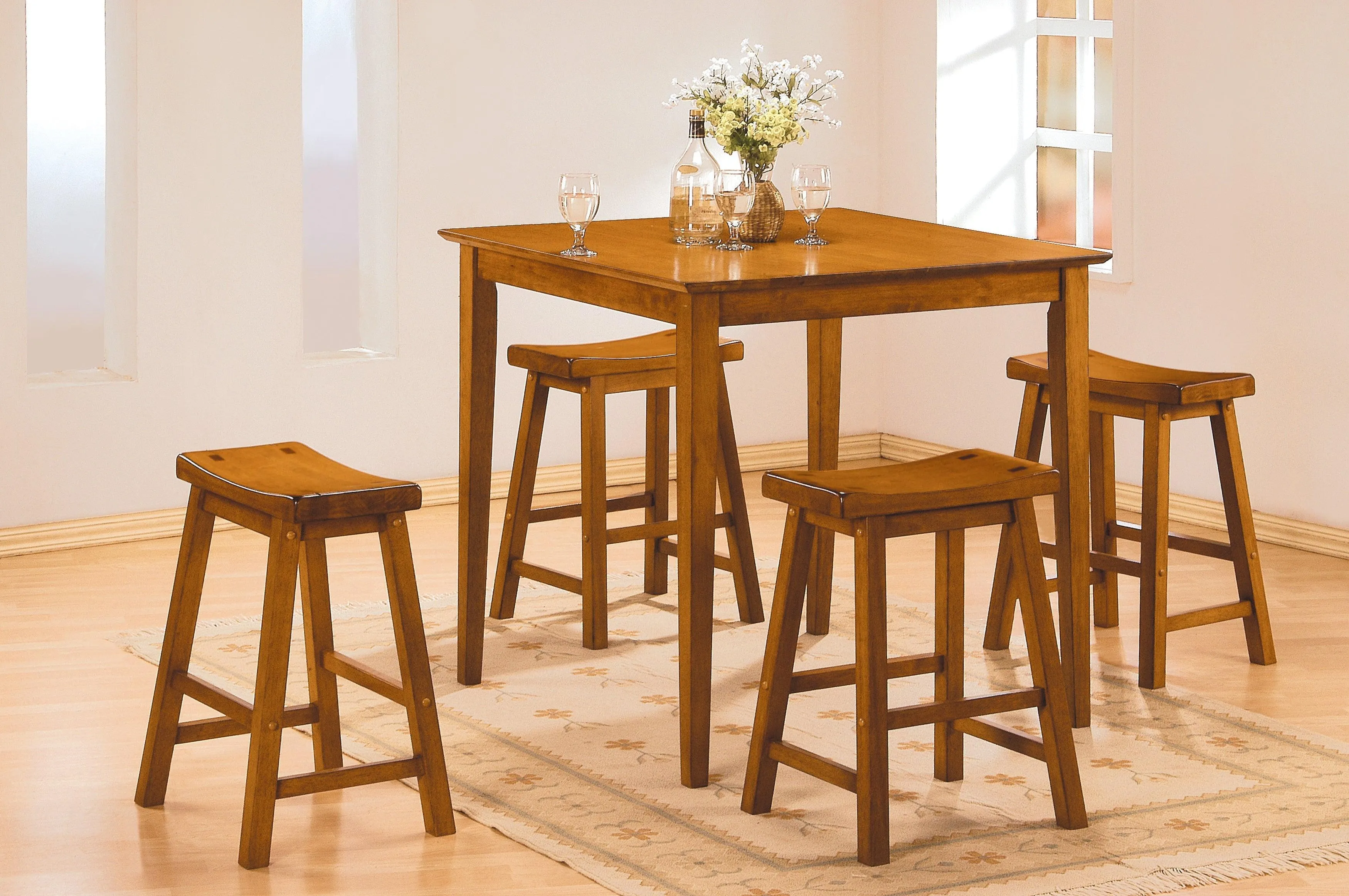 Saddleback Oak Dining Stool Set of 2 - Image 2